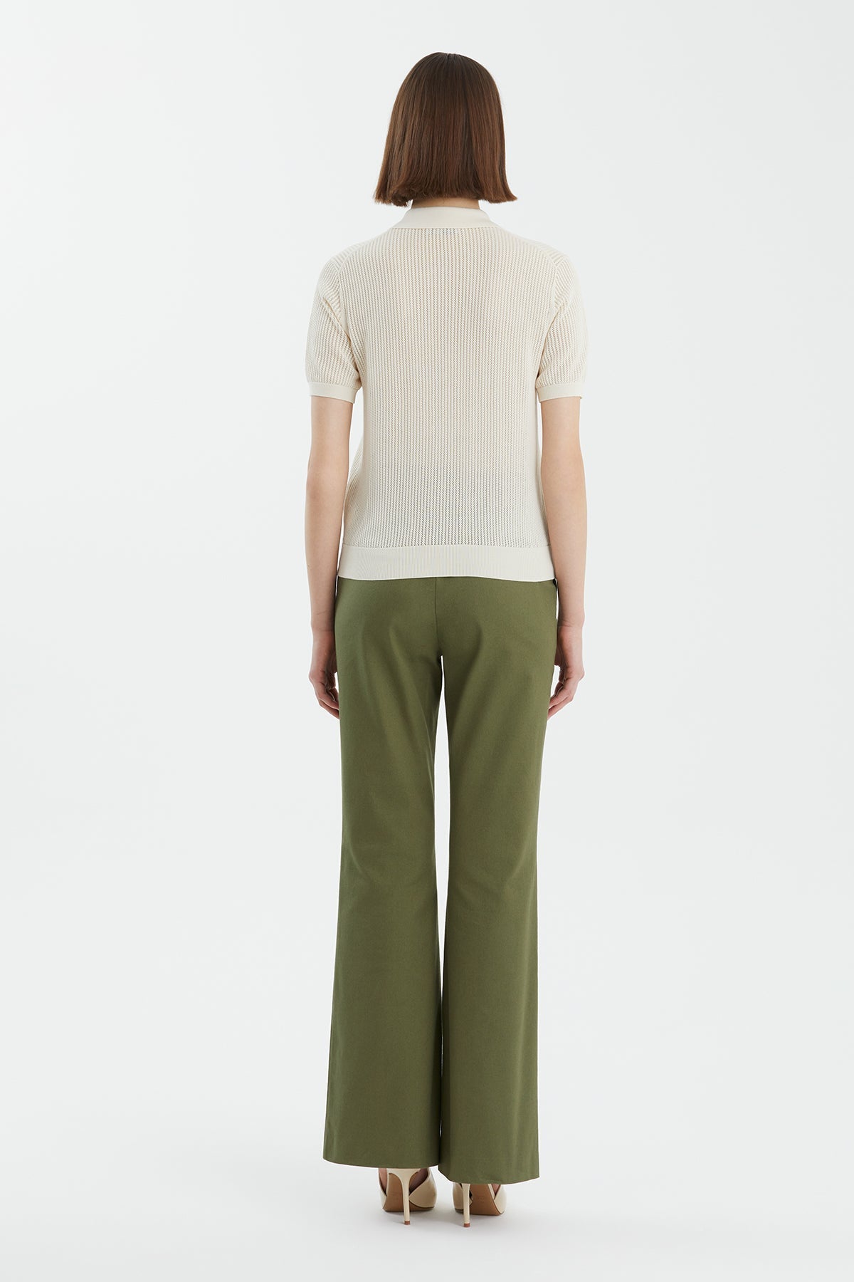 Ecru Silk Blend Short Sleeve Knit