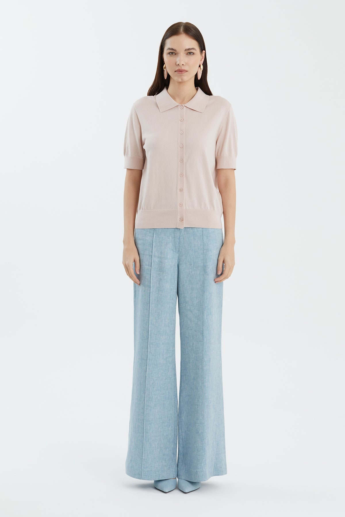 Pink Silk Blend Short Sleeve Knit