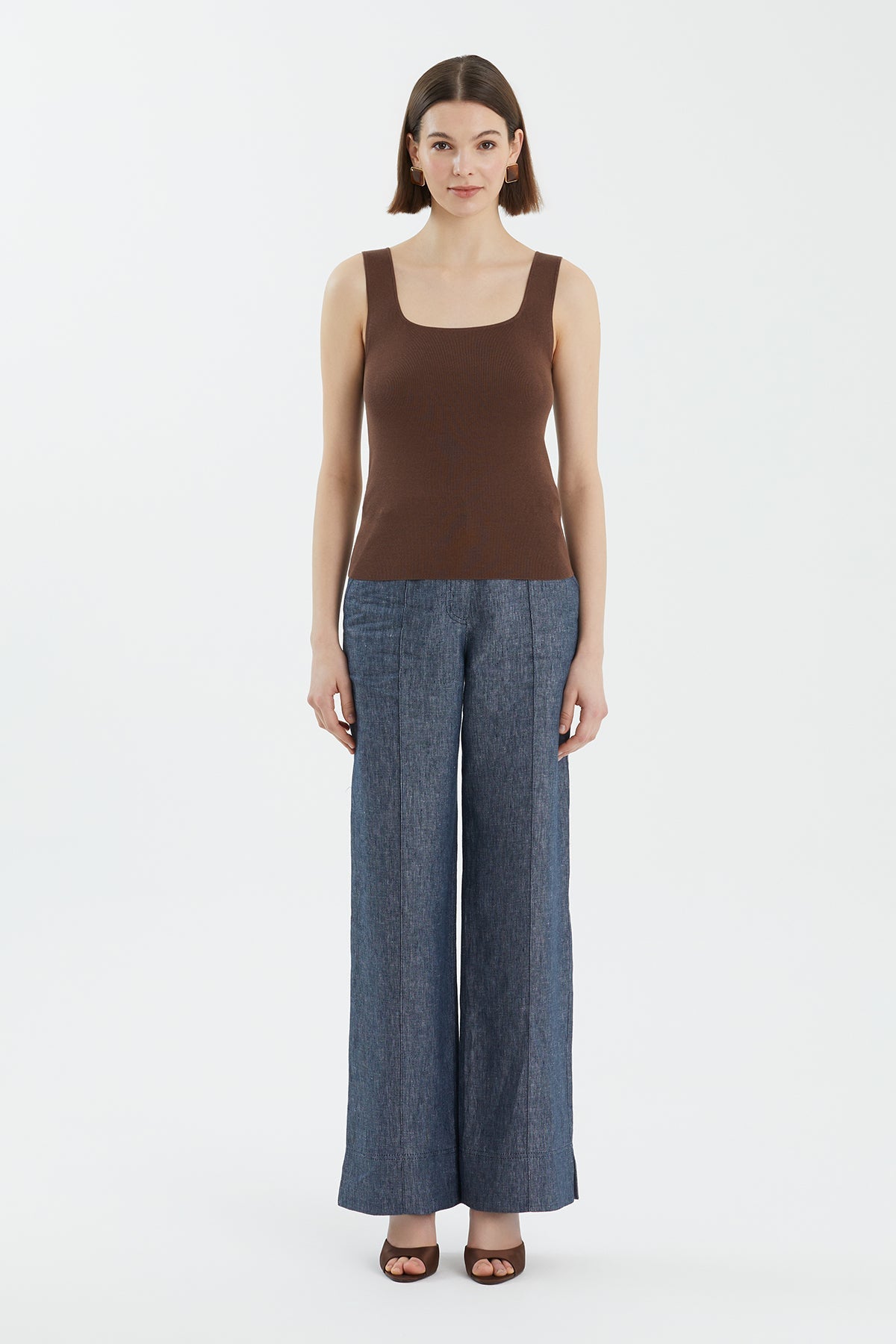 Brown Silk Blend Strap Knit