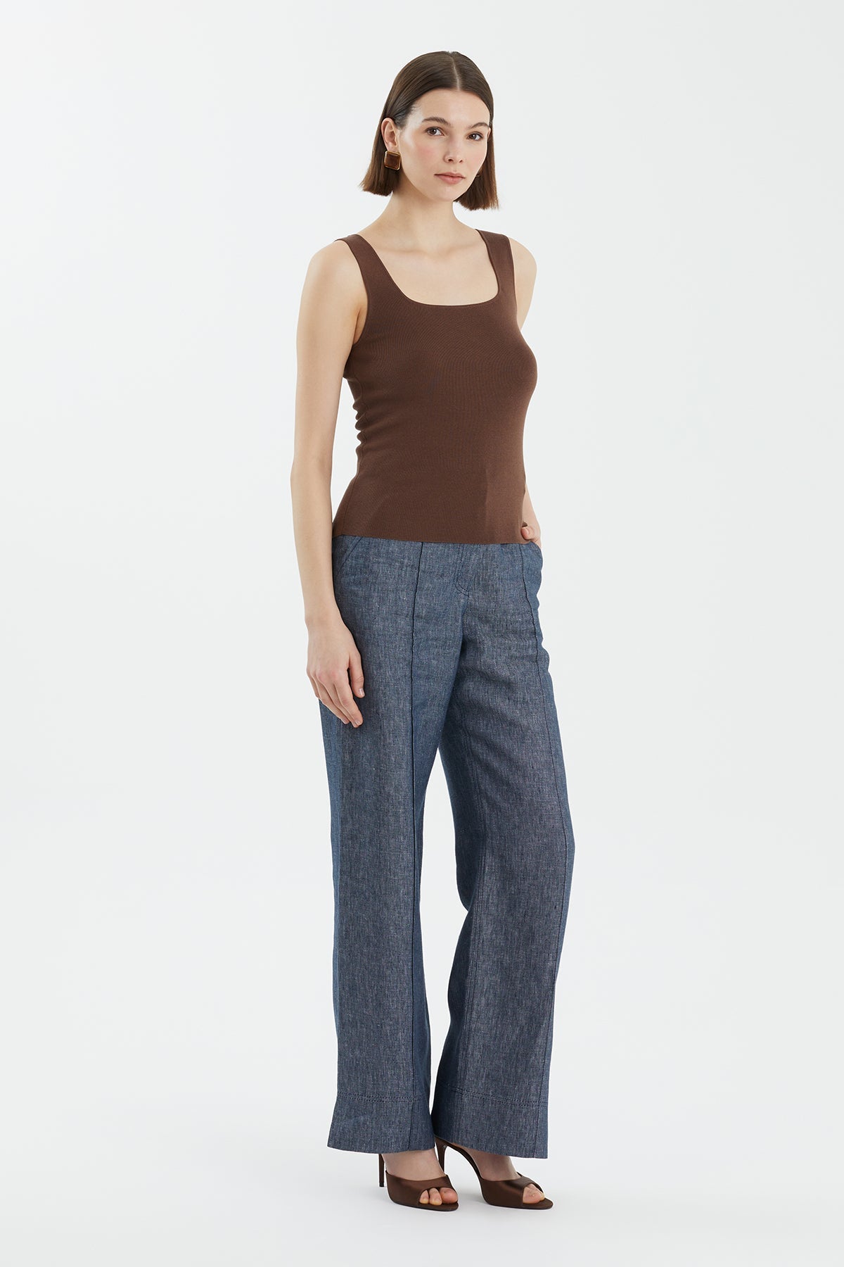 Brown Silk Blend Strap Knit