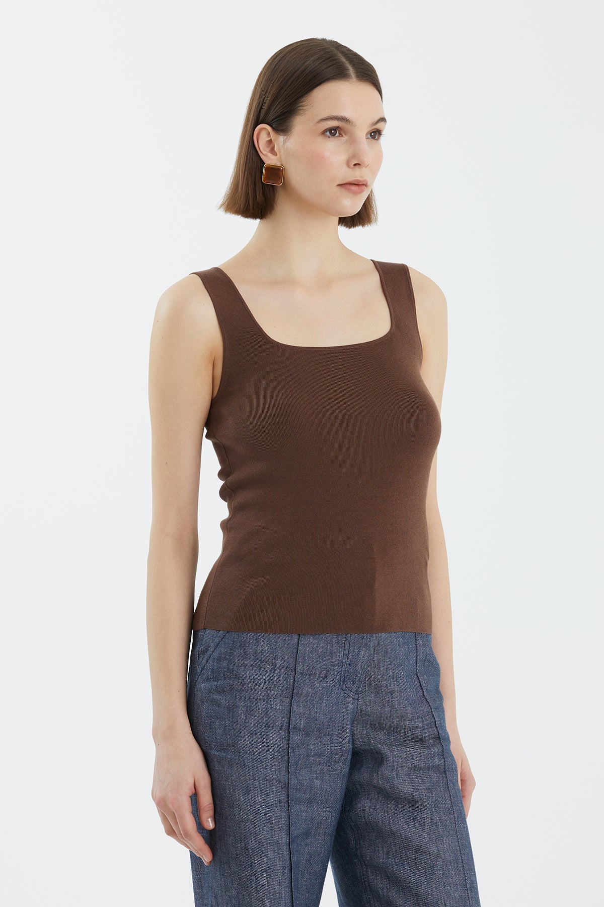 Brown Silk Blend Strap Knit