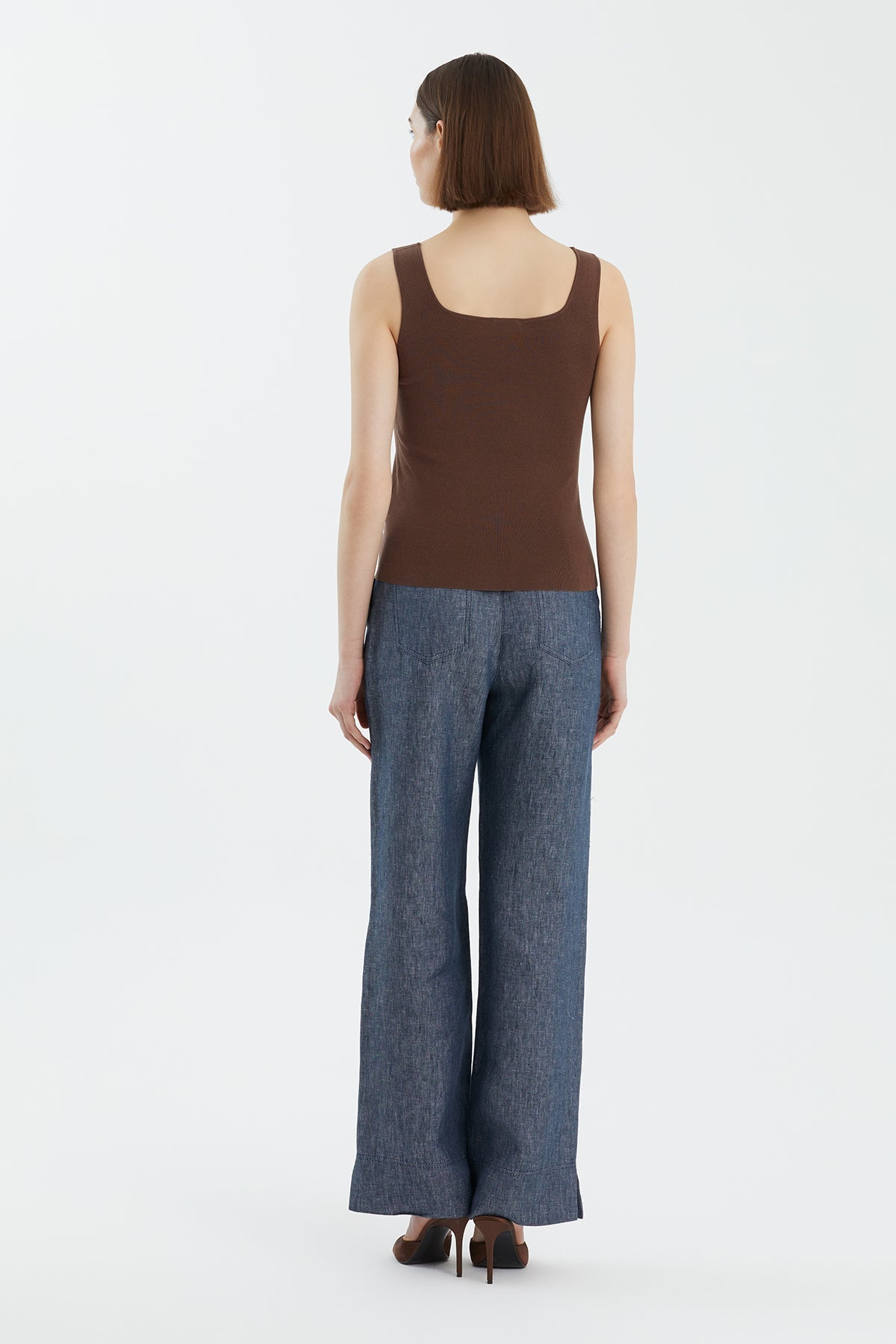 Brown Silk Blend Strap Knit