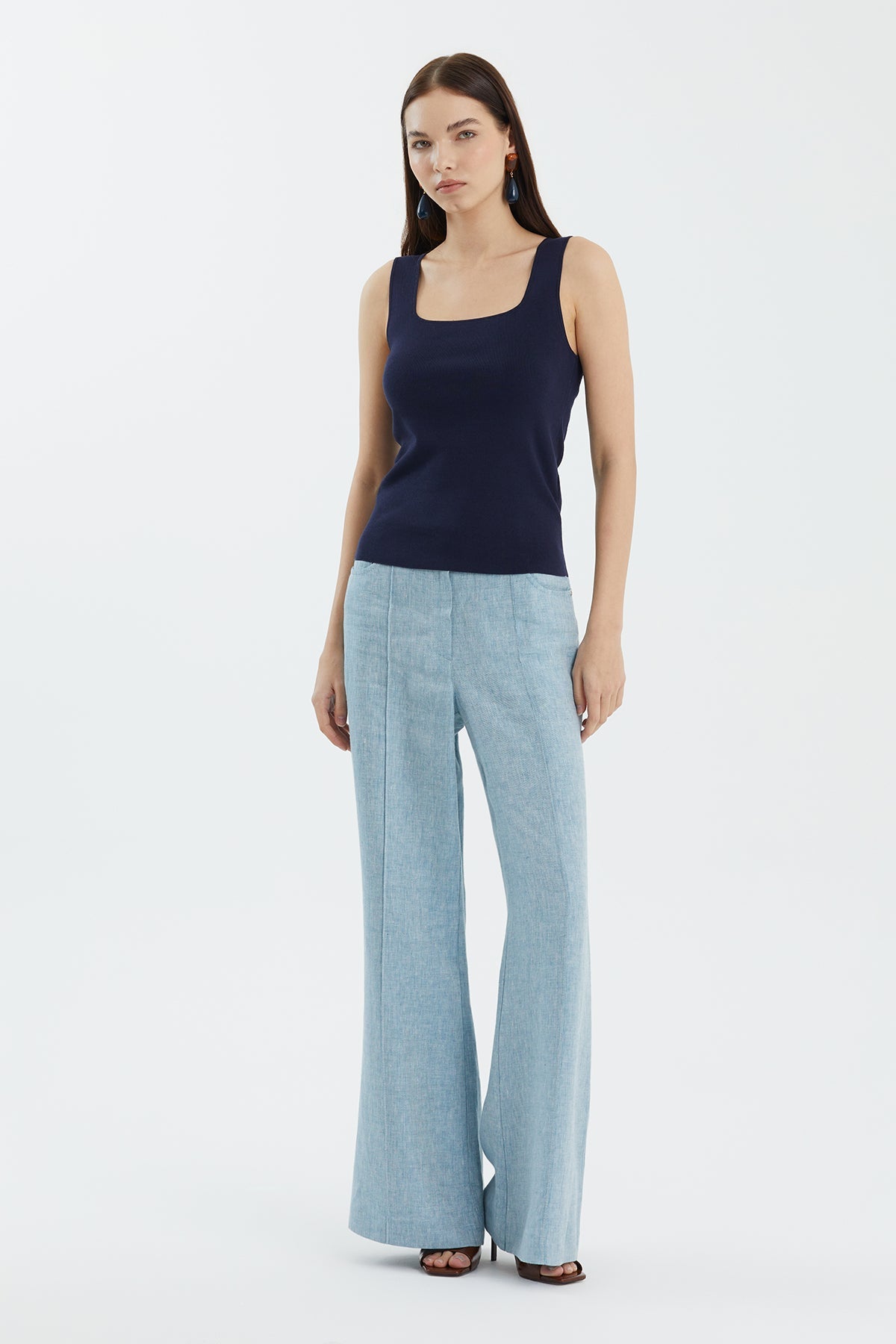 Dark Navy Silk Blend Strap Knit