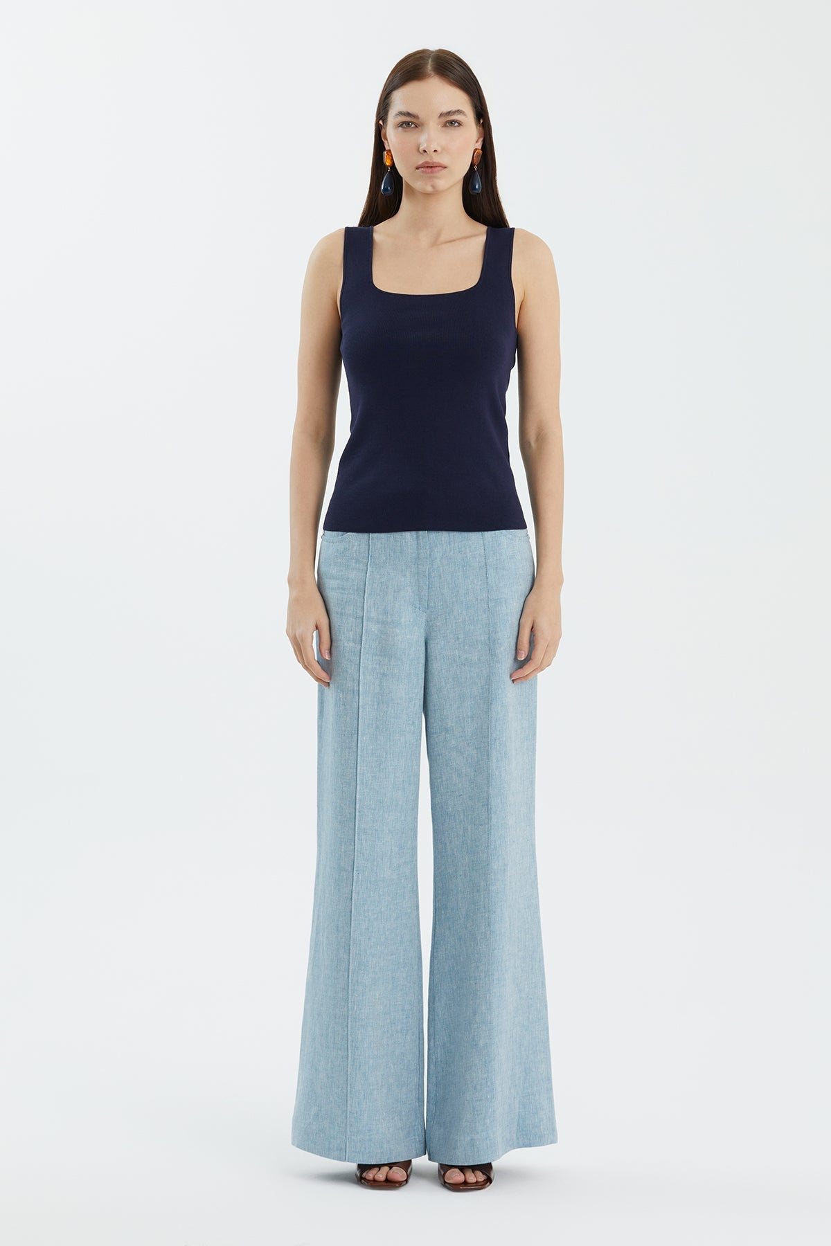 Dark Navy Silk Blend Strap Knit