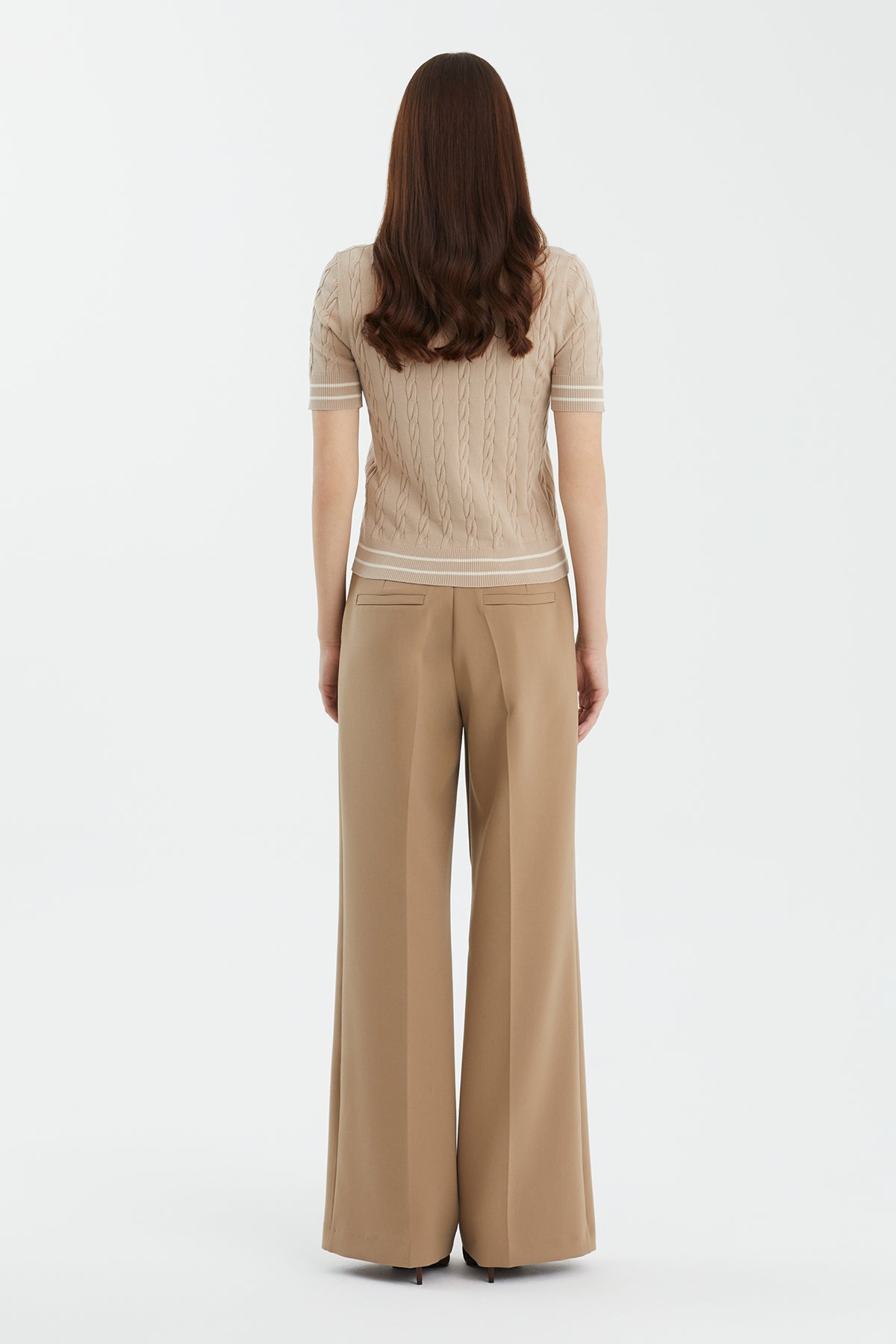 Beige Silk Blend Patterned Knit