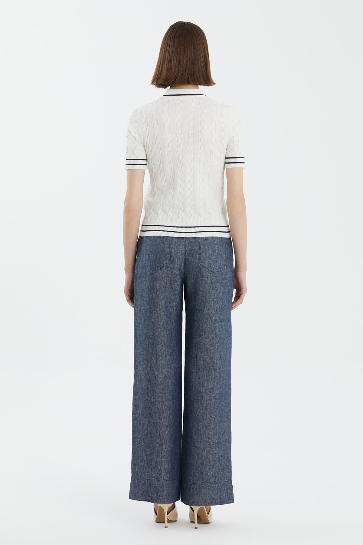 White Silk Blend Patterned Knit