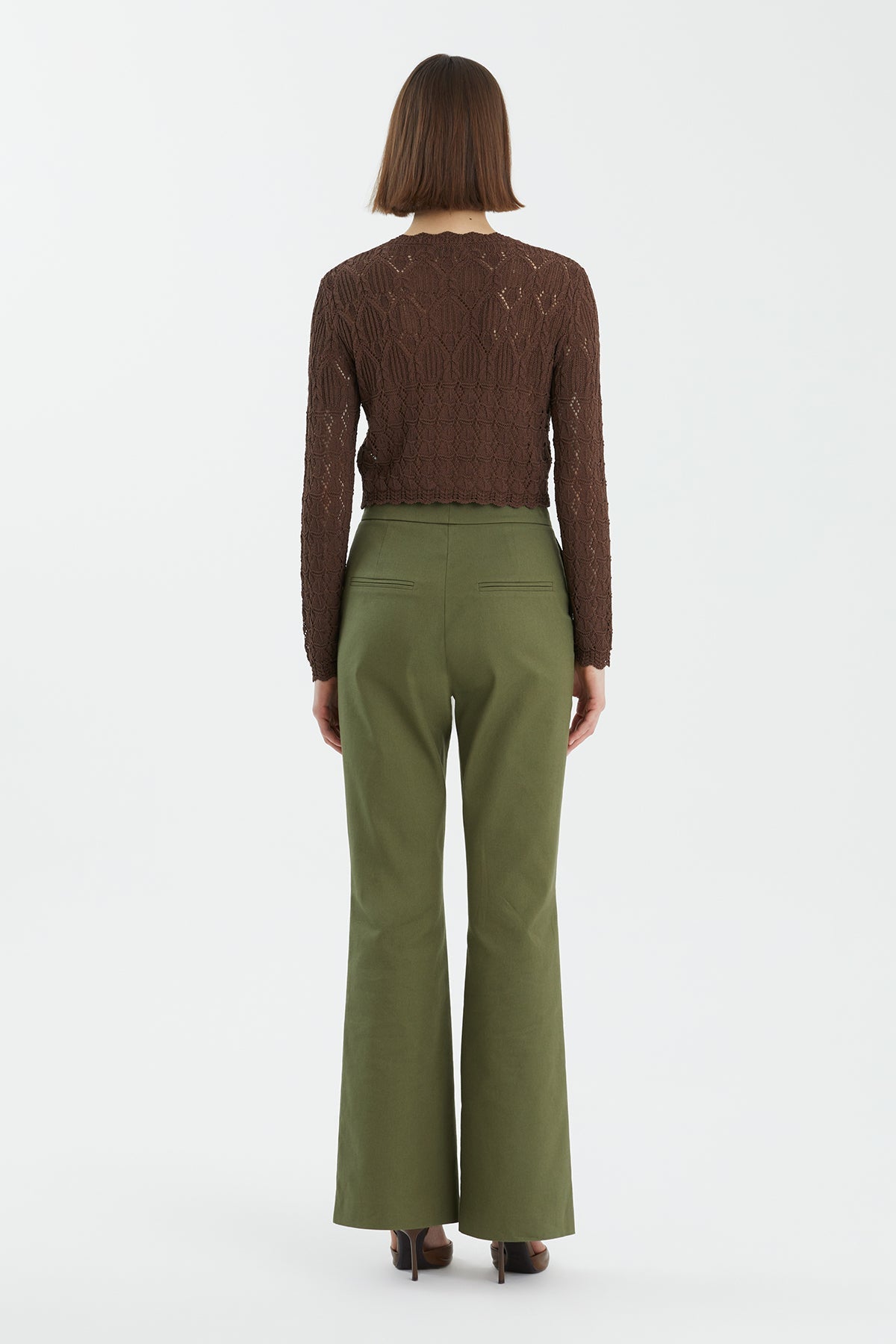 Brown Patterned Buttoned Knit