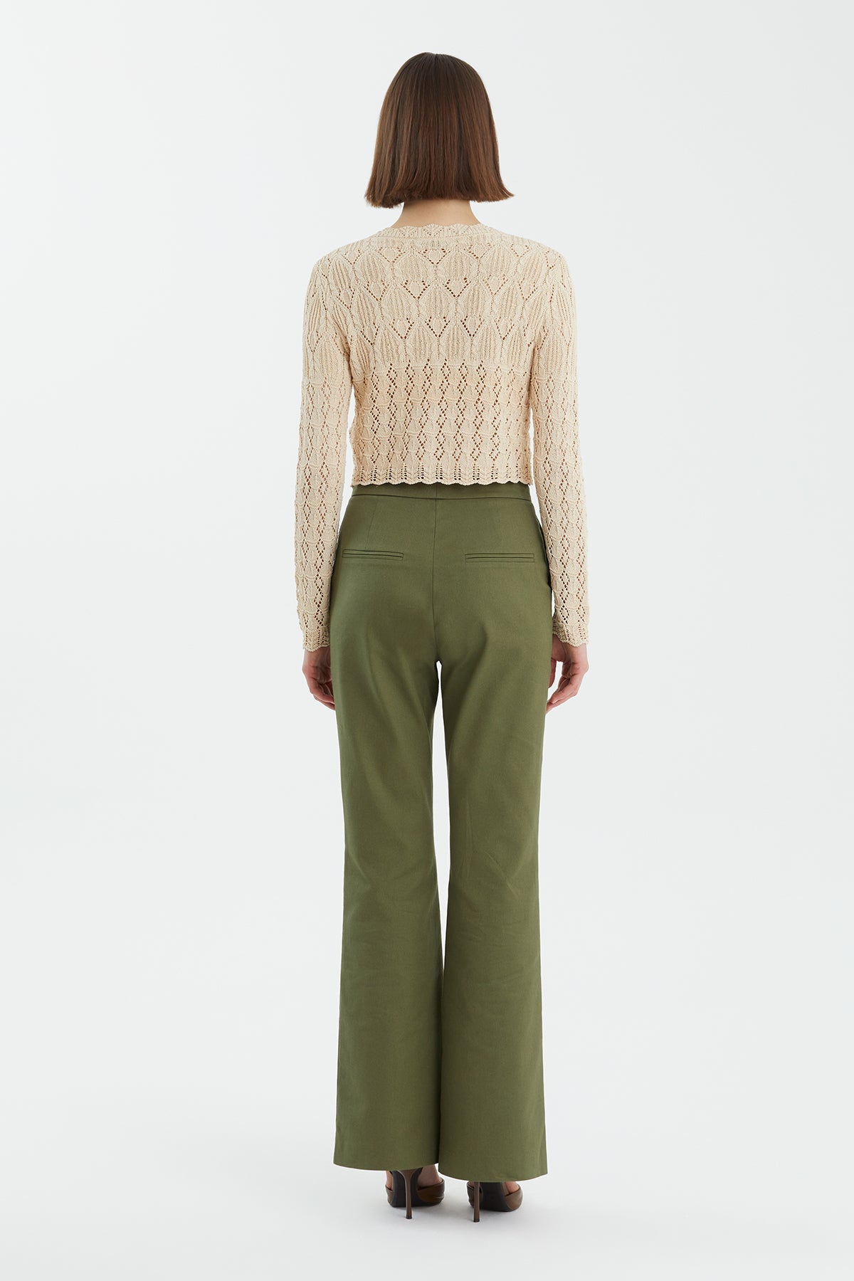 Beige Patterned Buttoned Knit