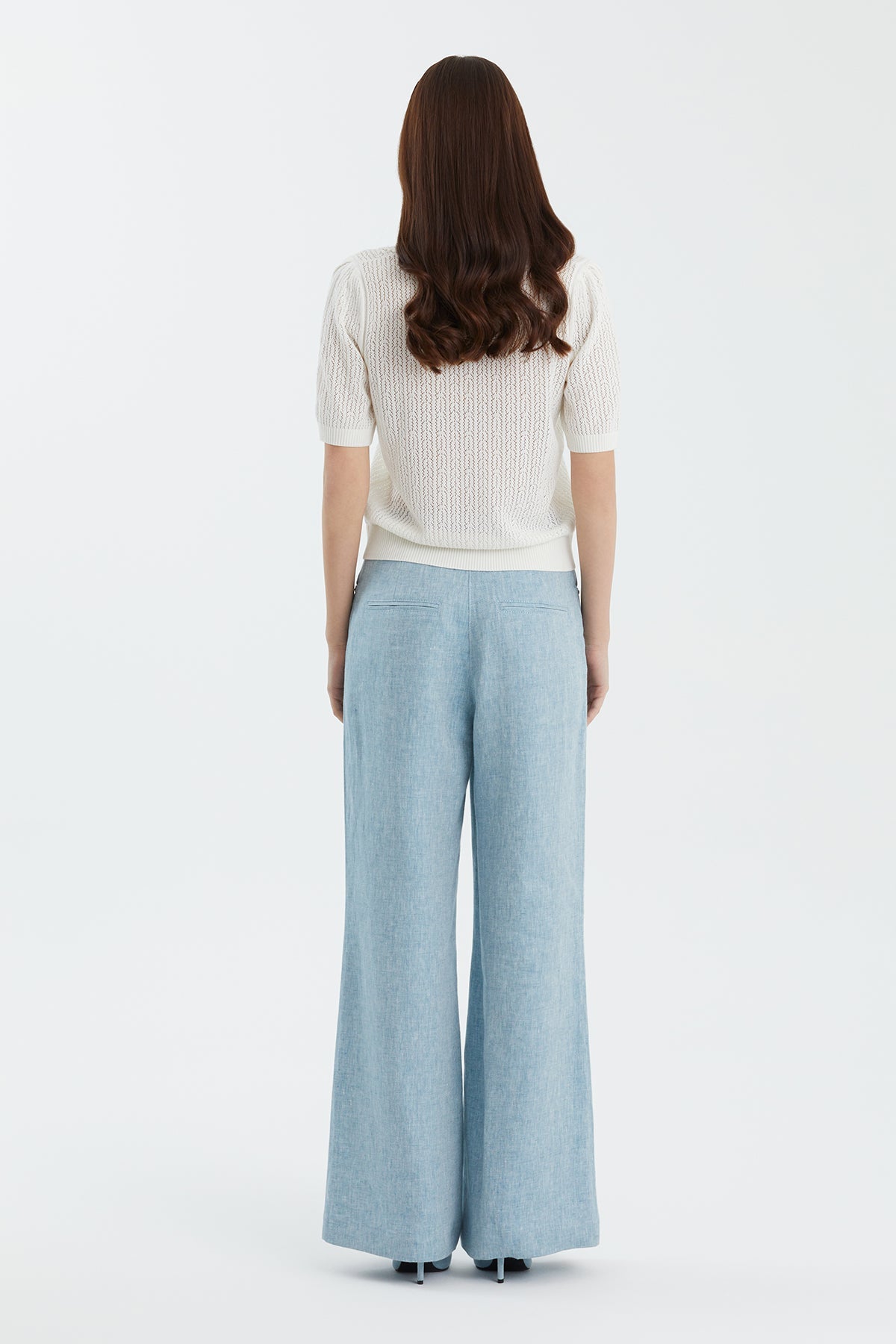 White Wool-Blend Polo Neck Knit