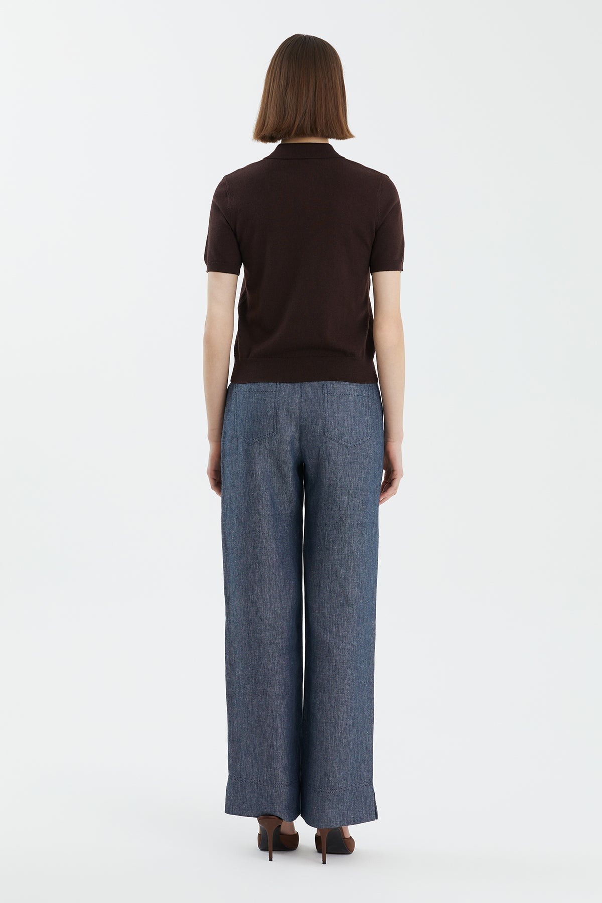Brown Wool Polo Neck Knit