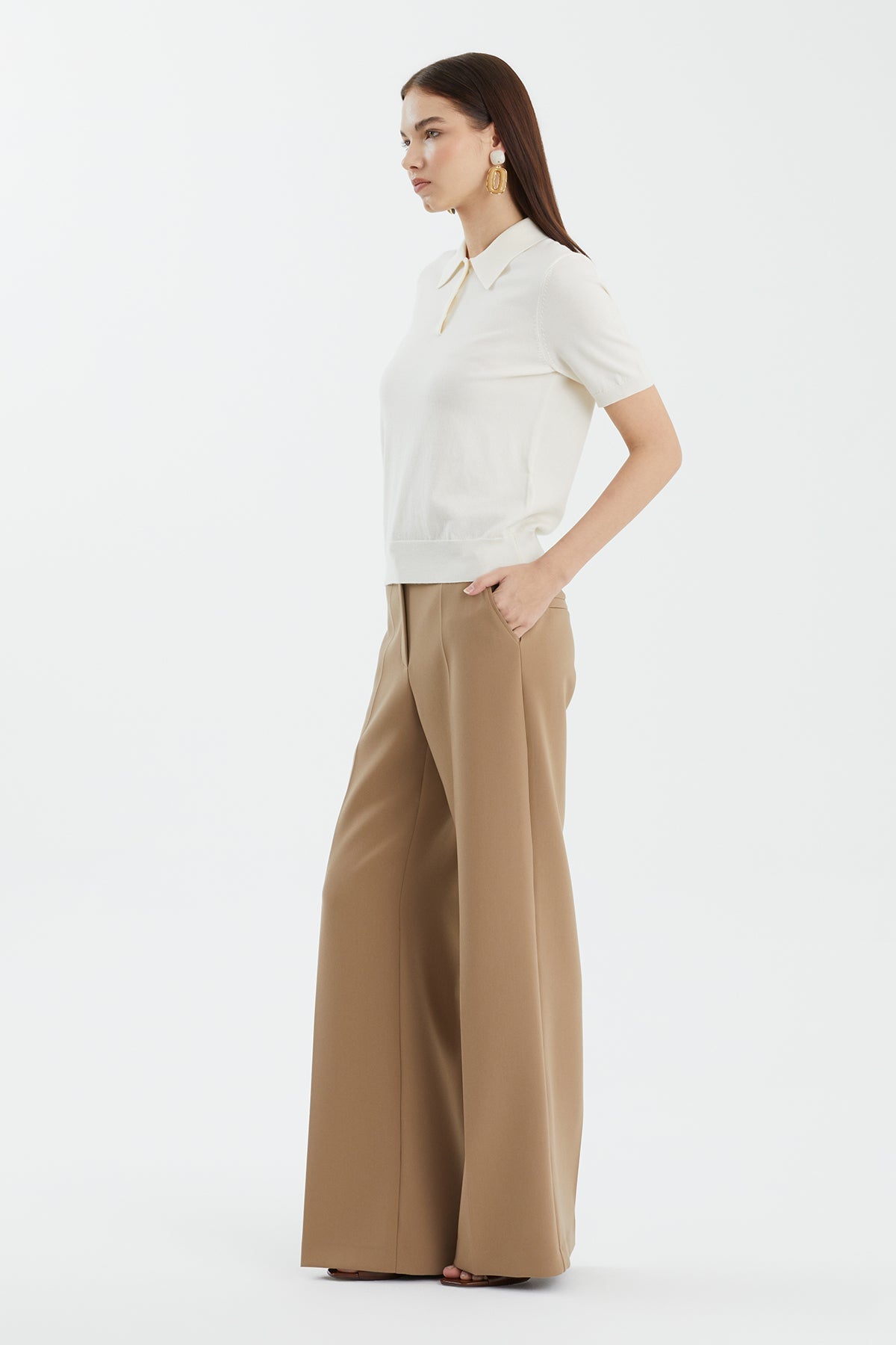 White Wool Polo Neck Knit