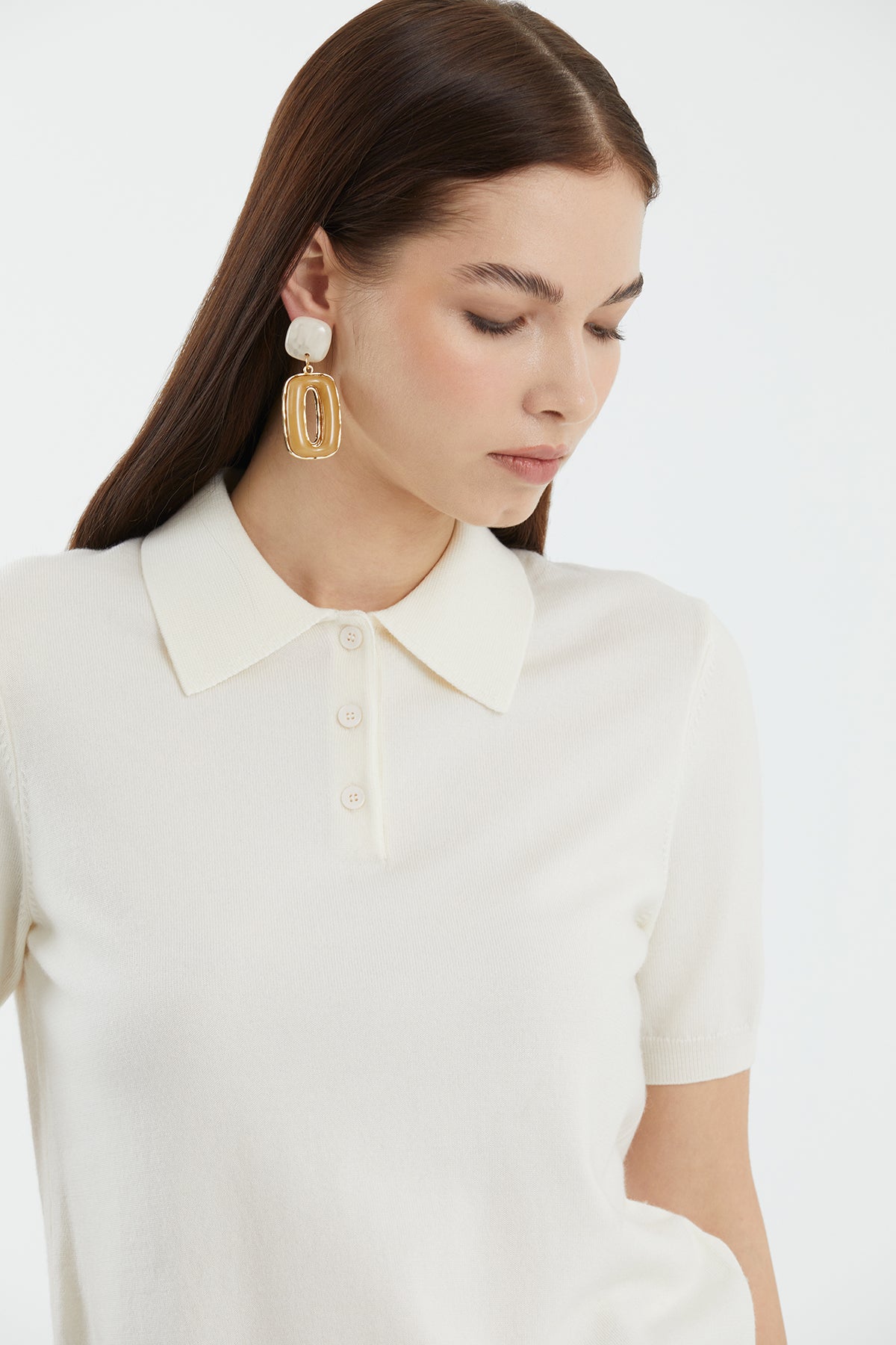 White Wool Polo Neck Knit