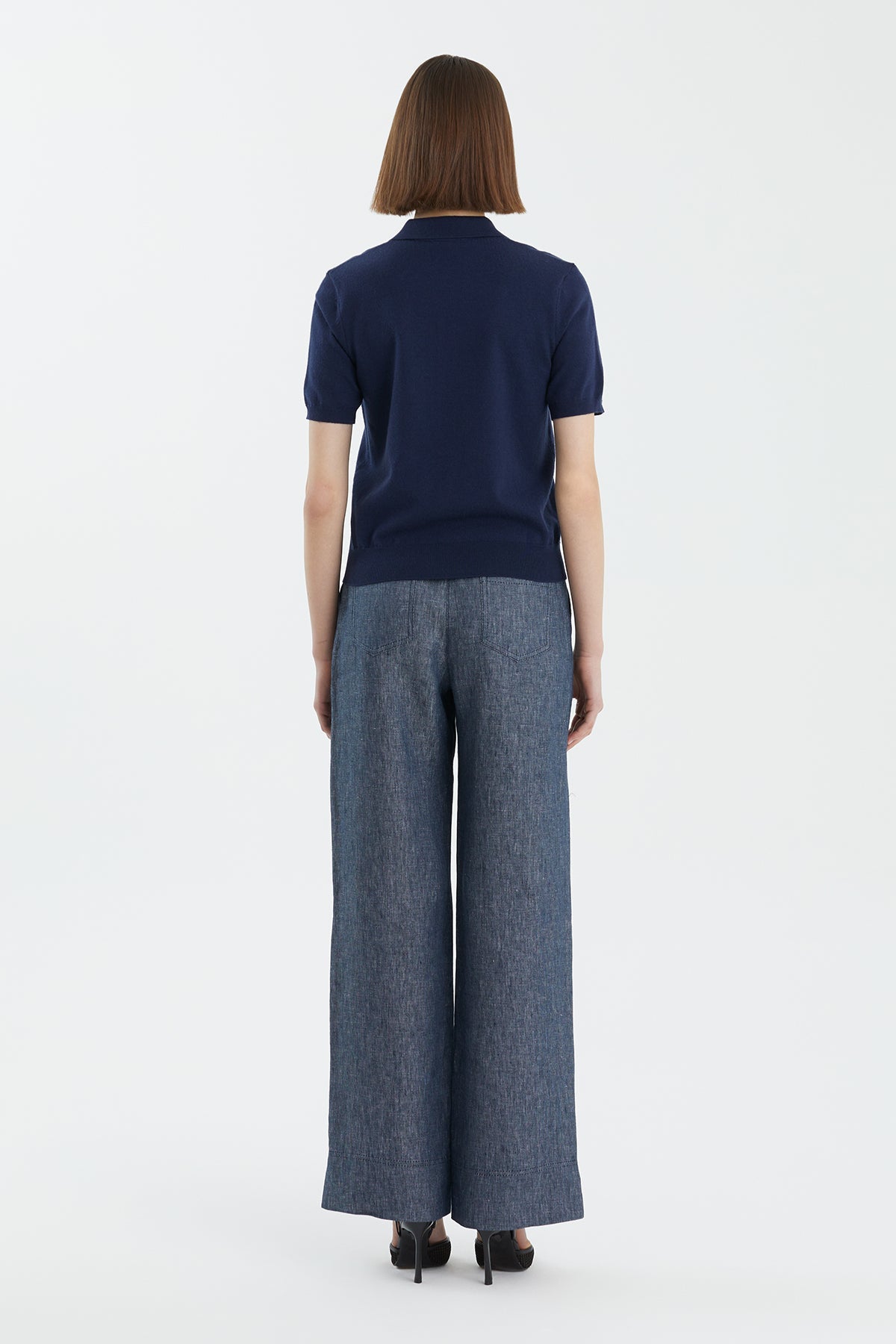 Dark Navy Wool Polo Neck Knit