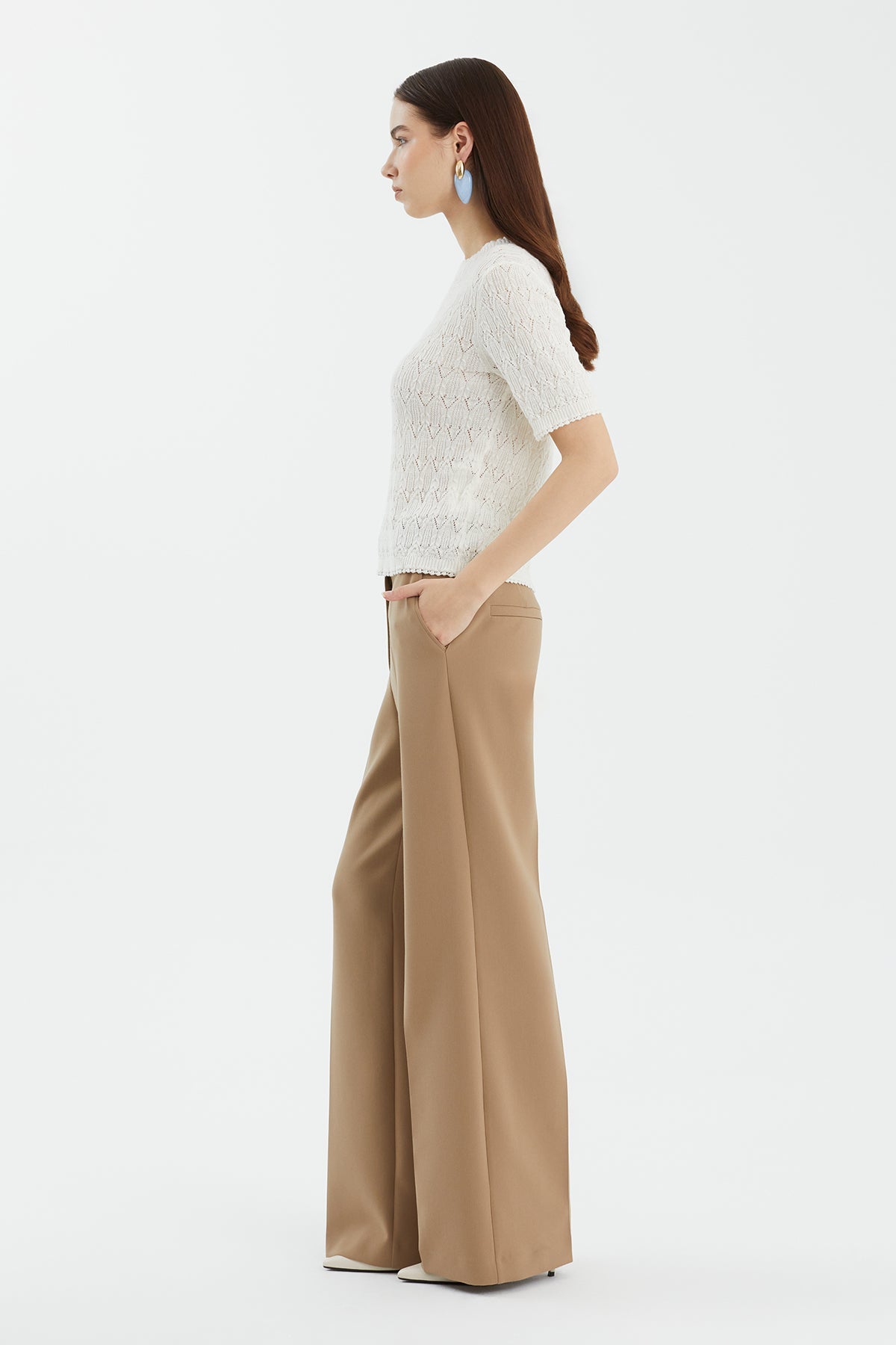 White Wool-Blend Crewneck Knit