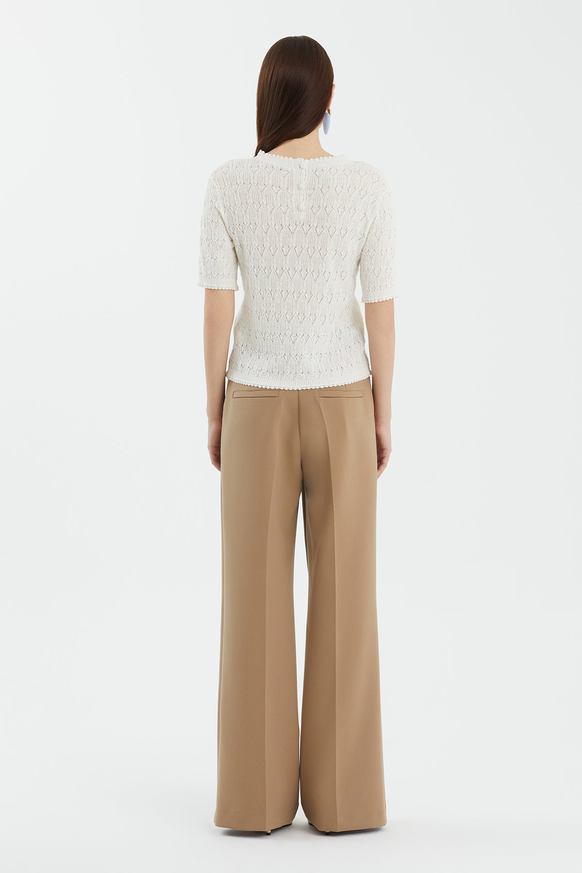 White Wool-Blend Crewneck Knit