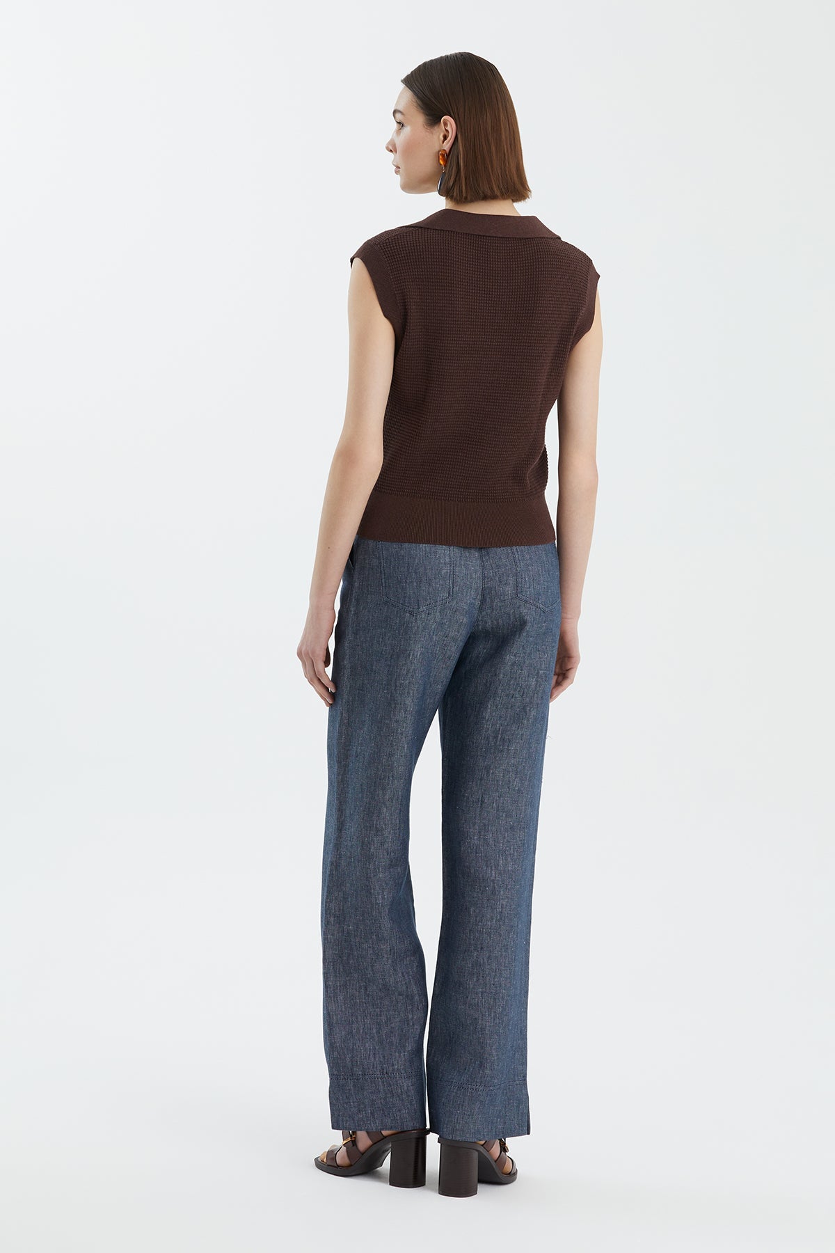 Brown Classic Polo Neck Knit