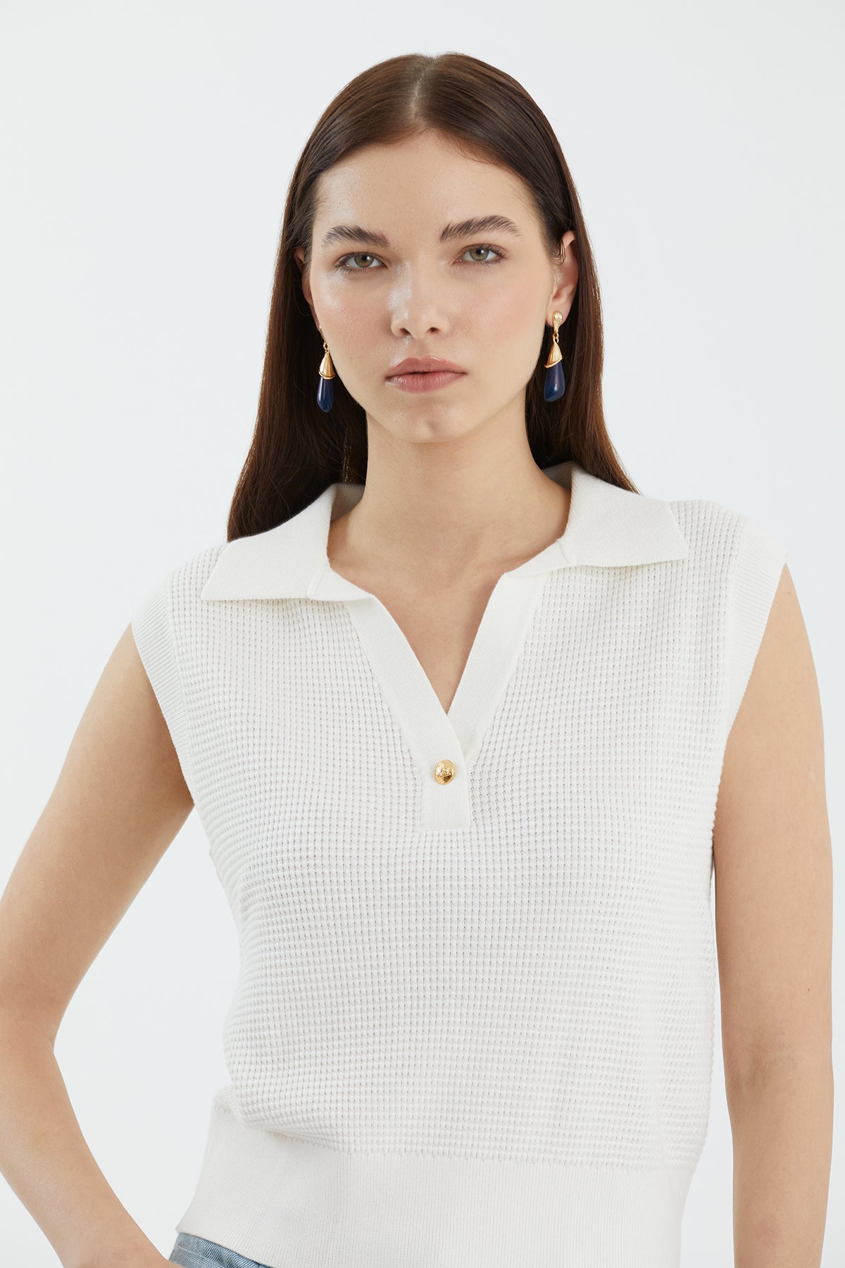 White Classic Polo Neck Knit