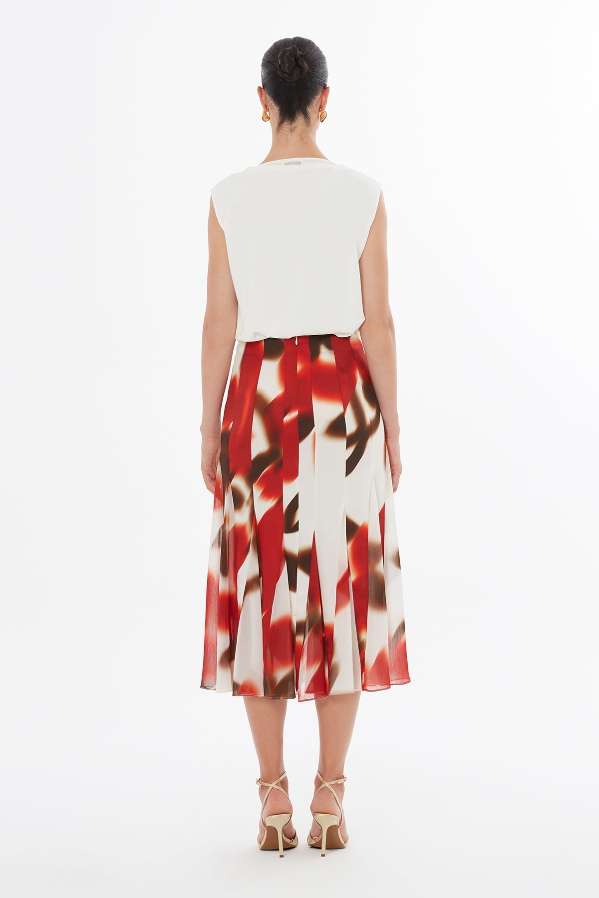 Ruffle Print Midi Skirt
