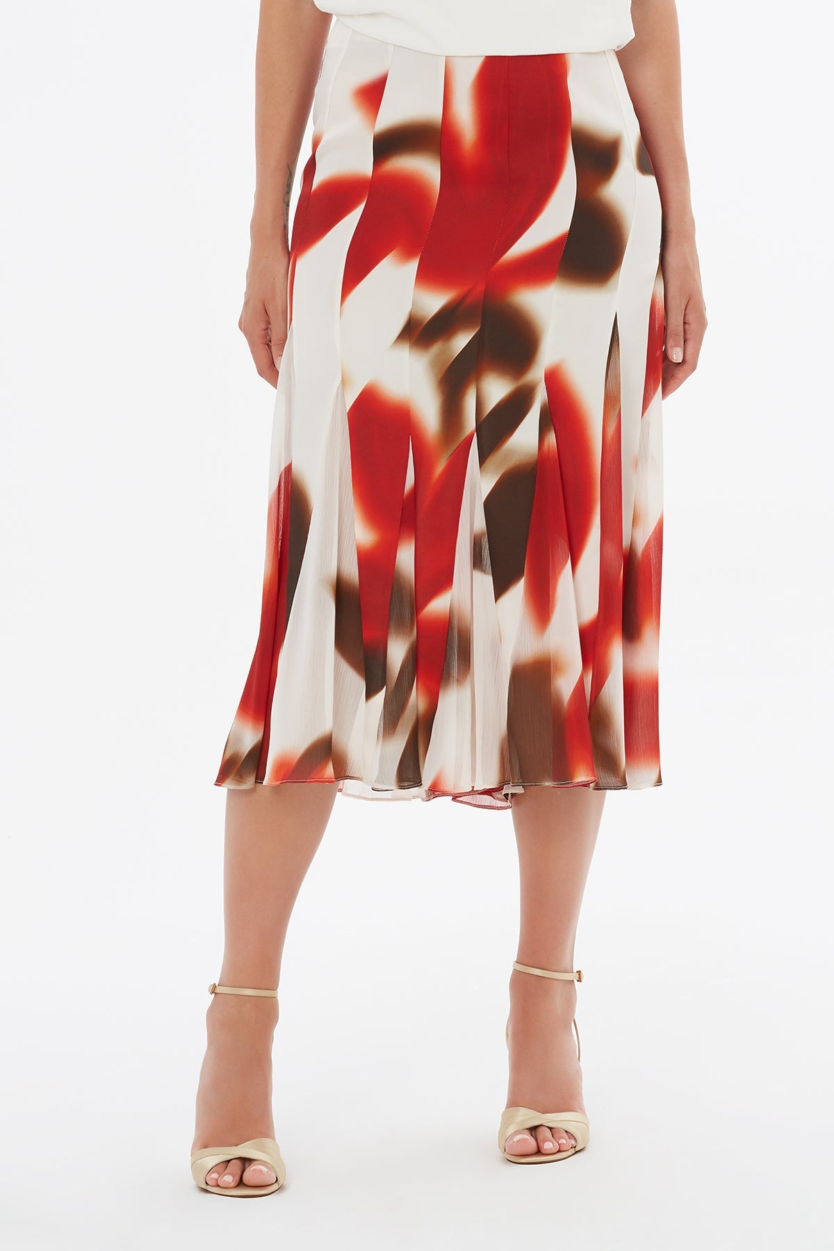 Ruffle Print Midi Skirt