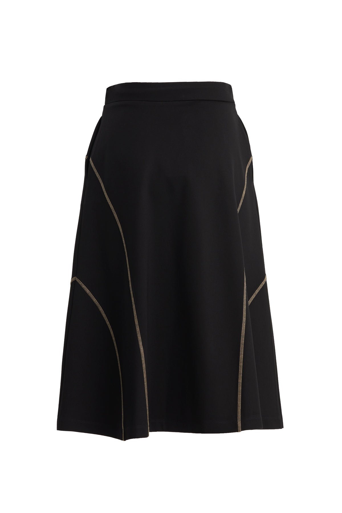 Black Modern A-Line Midi Skirt