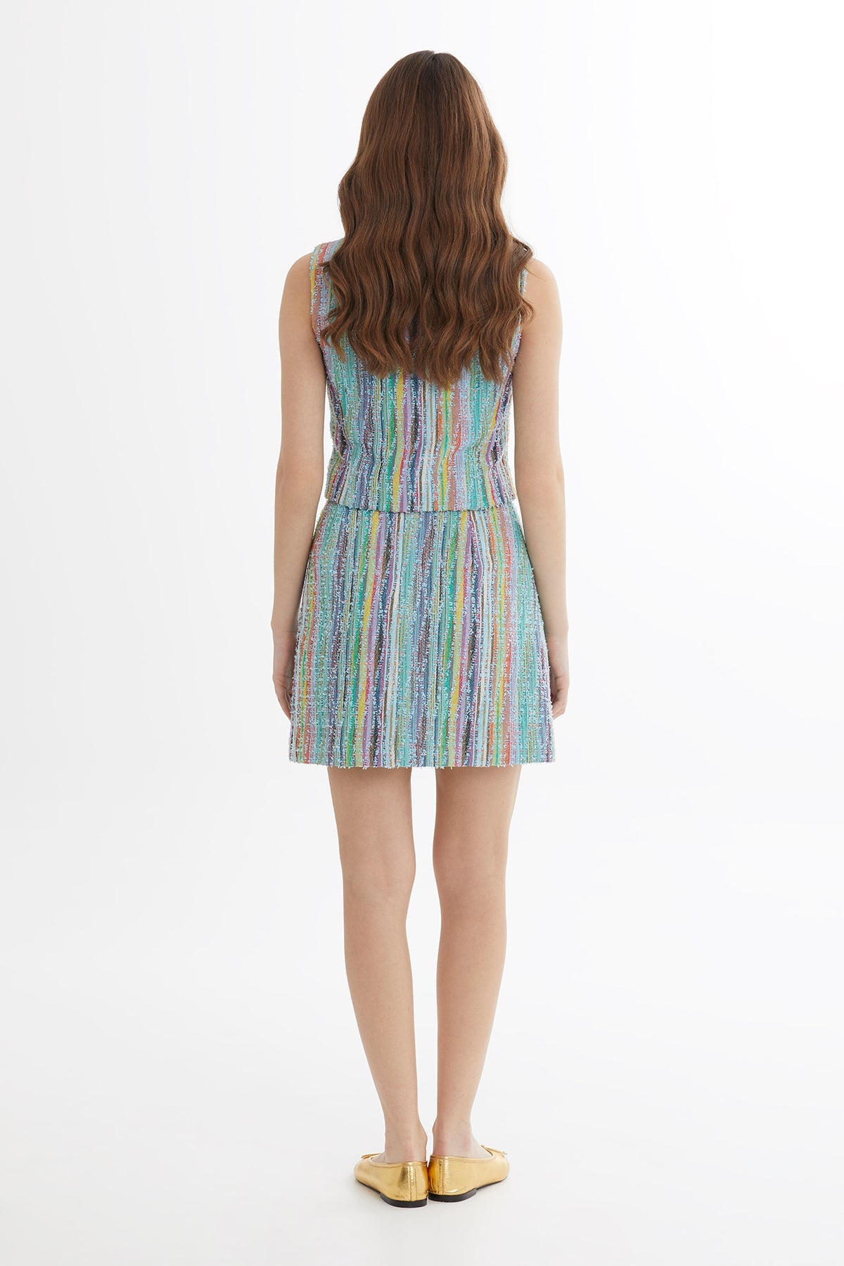 Blue Textured Mini Skirt