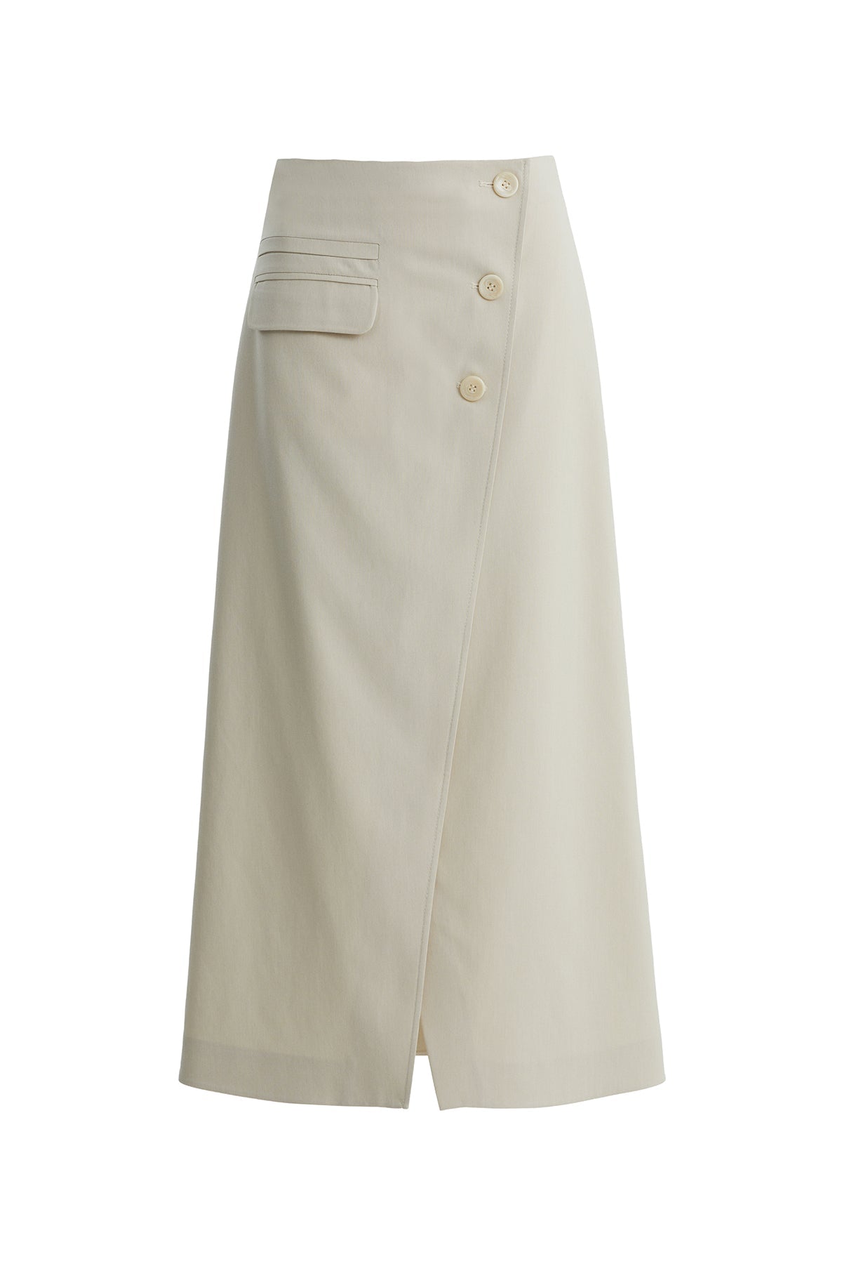 Ecru Front-Slit Maxi Skirt