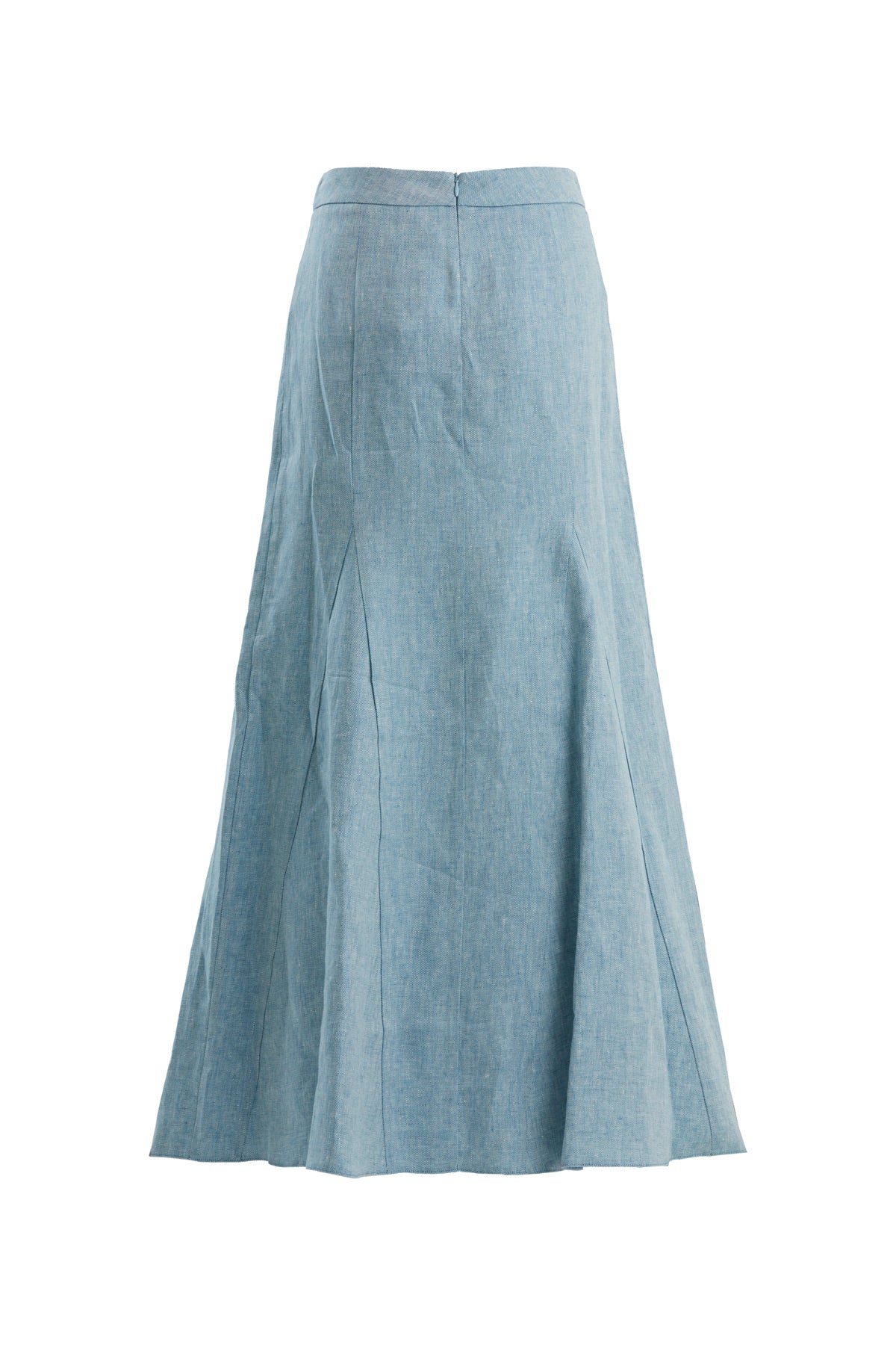 Blue Straight-Cut Linen Long Skirt