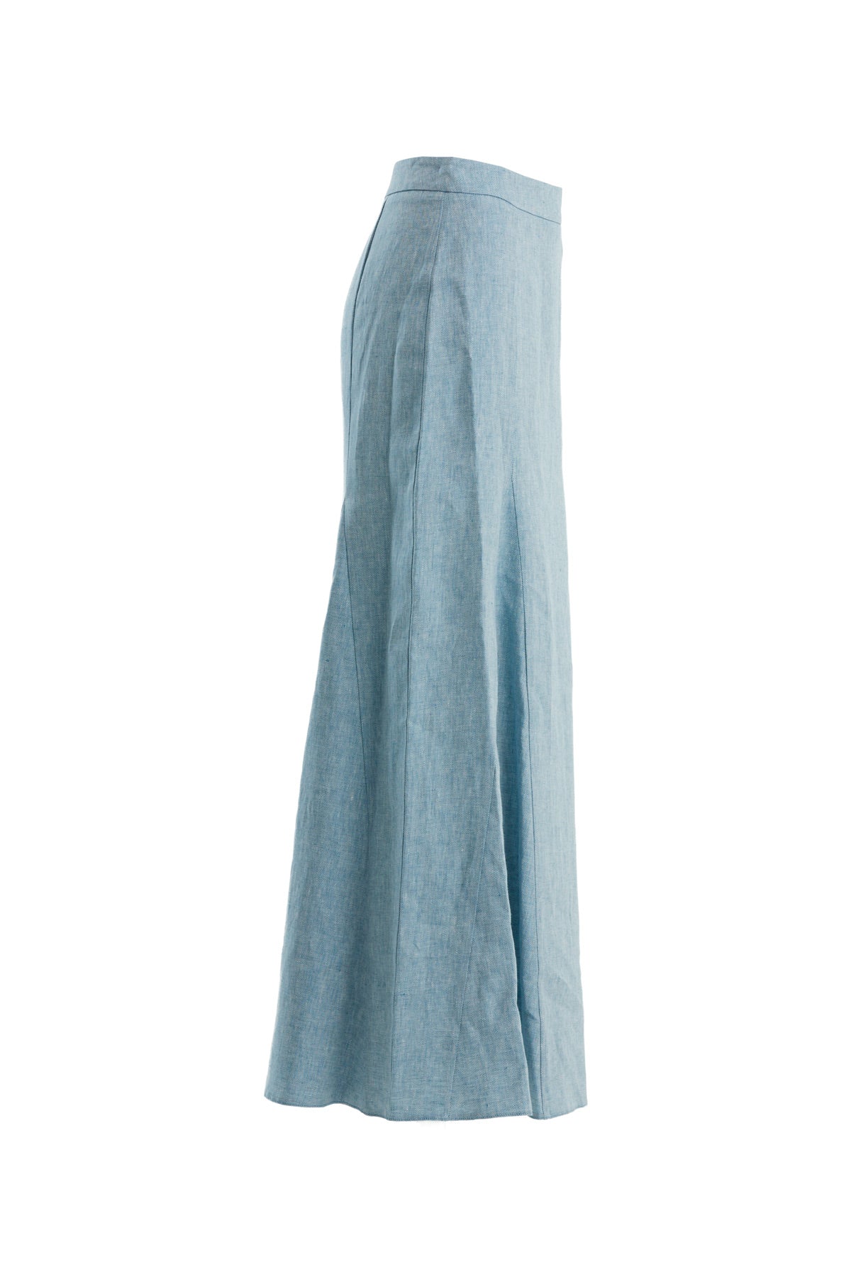 Blue Straight-Cut Linen Long Skirt