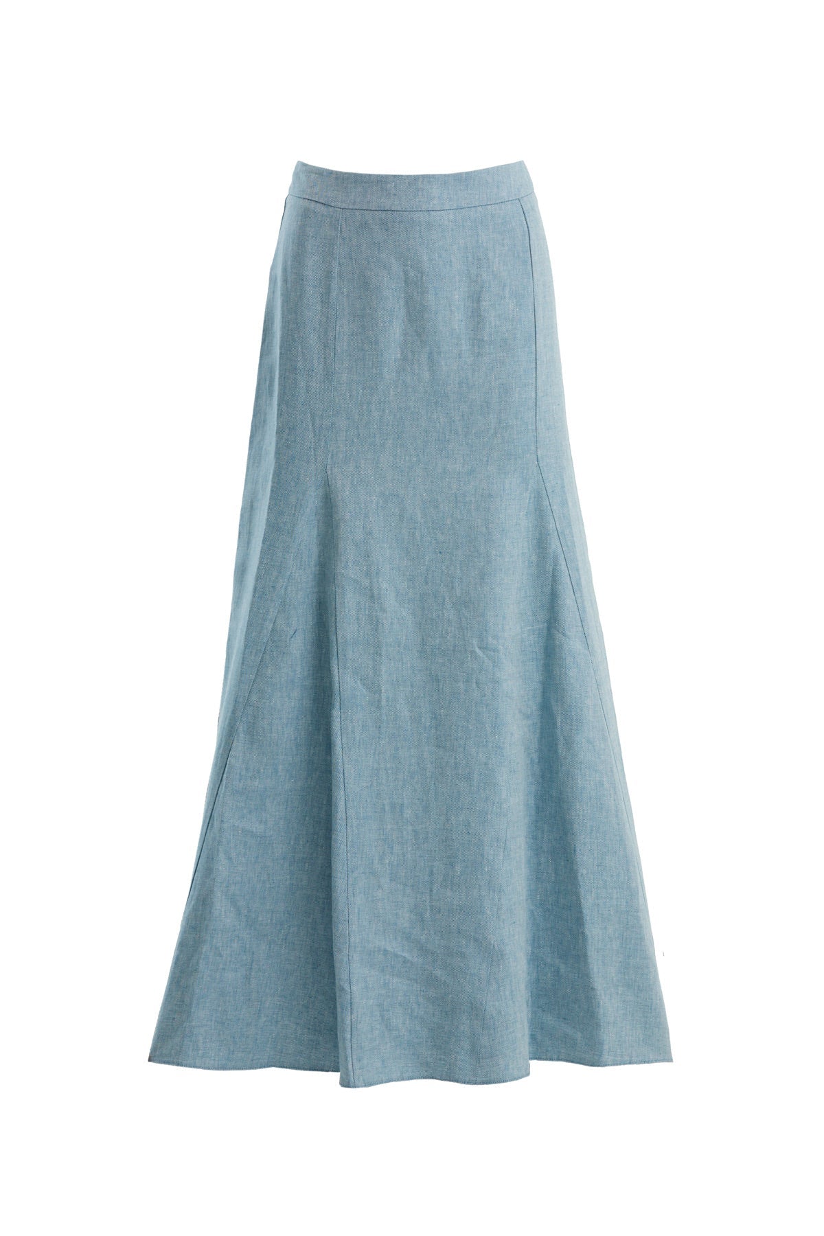 Blue Straight-Cut Linen Long Skirt