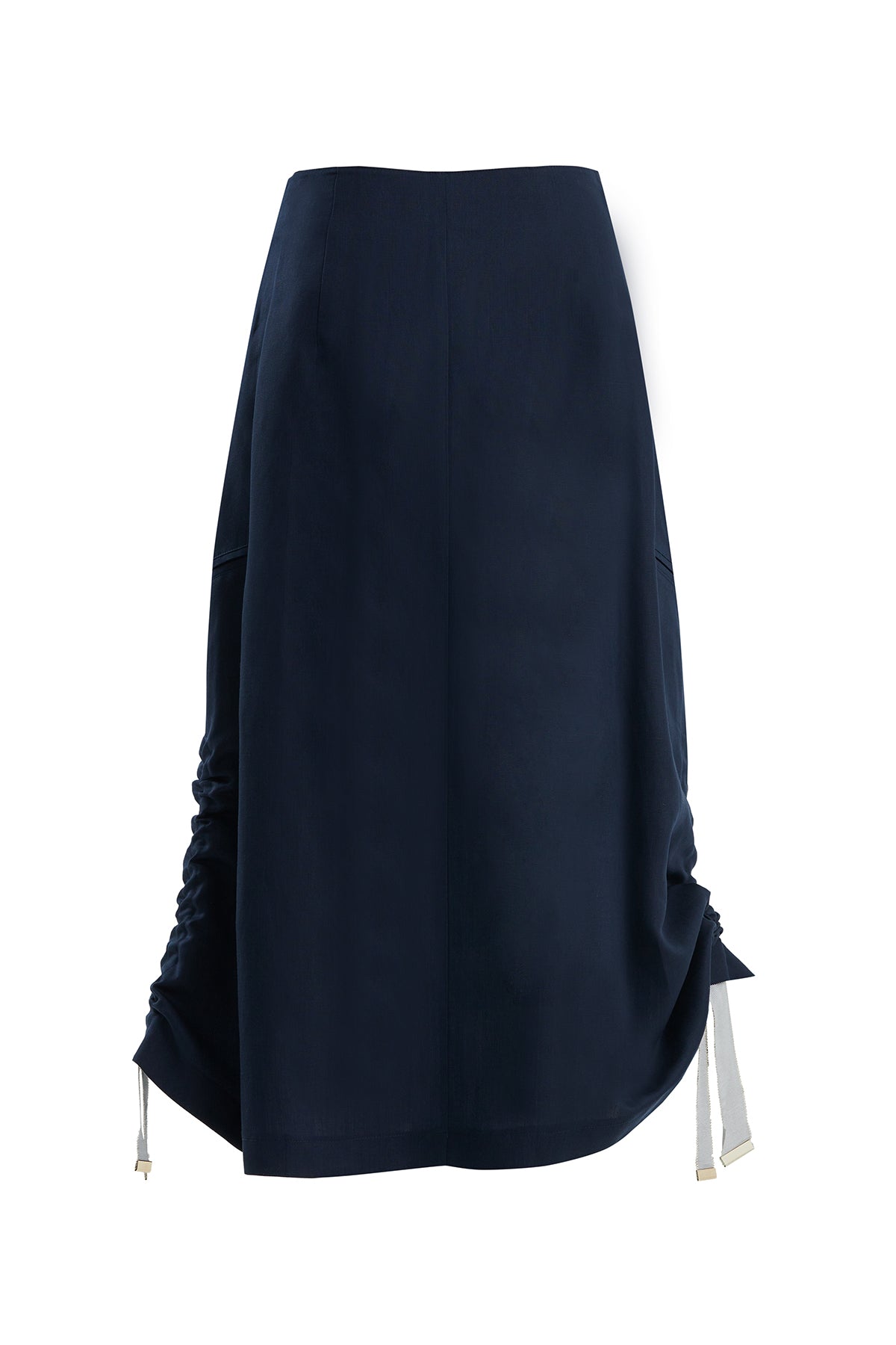 Dark Navy Button-Closure Maxi Skirt