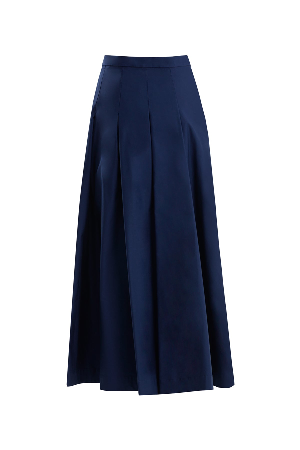 Dark Navy Side Zip Pleated Skirt