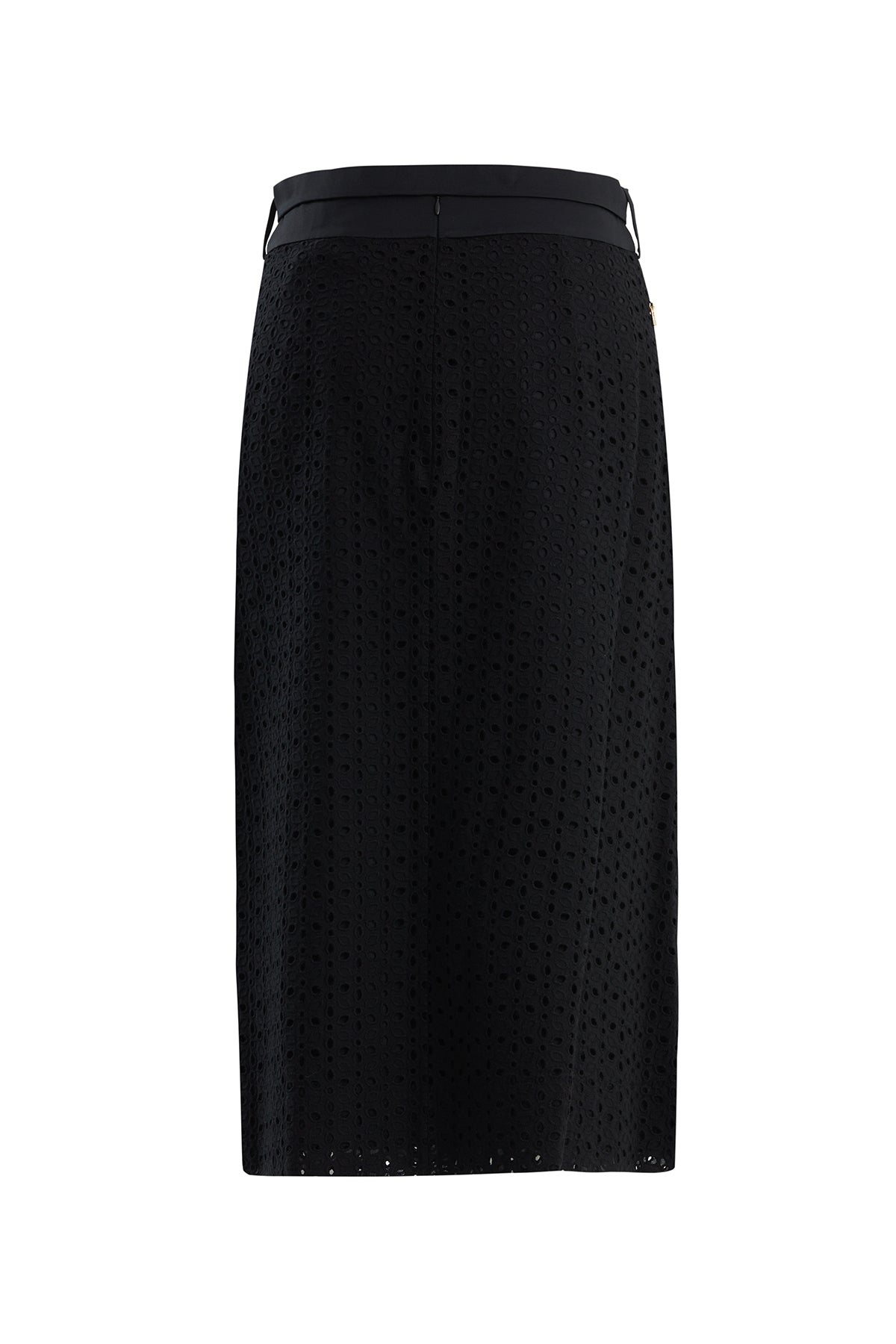 Black Belted Side-Slit Midi Skirt
