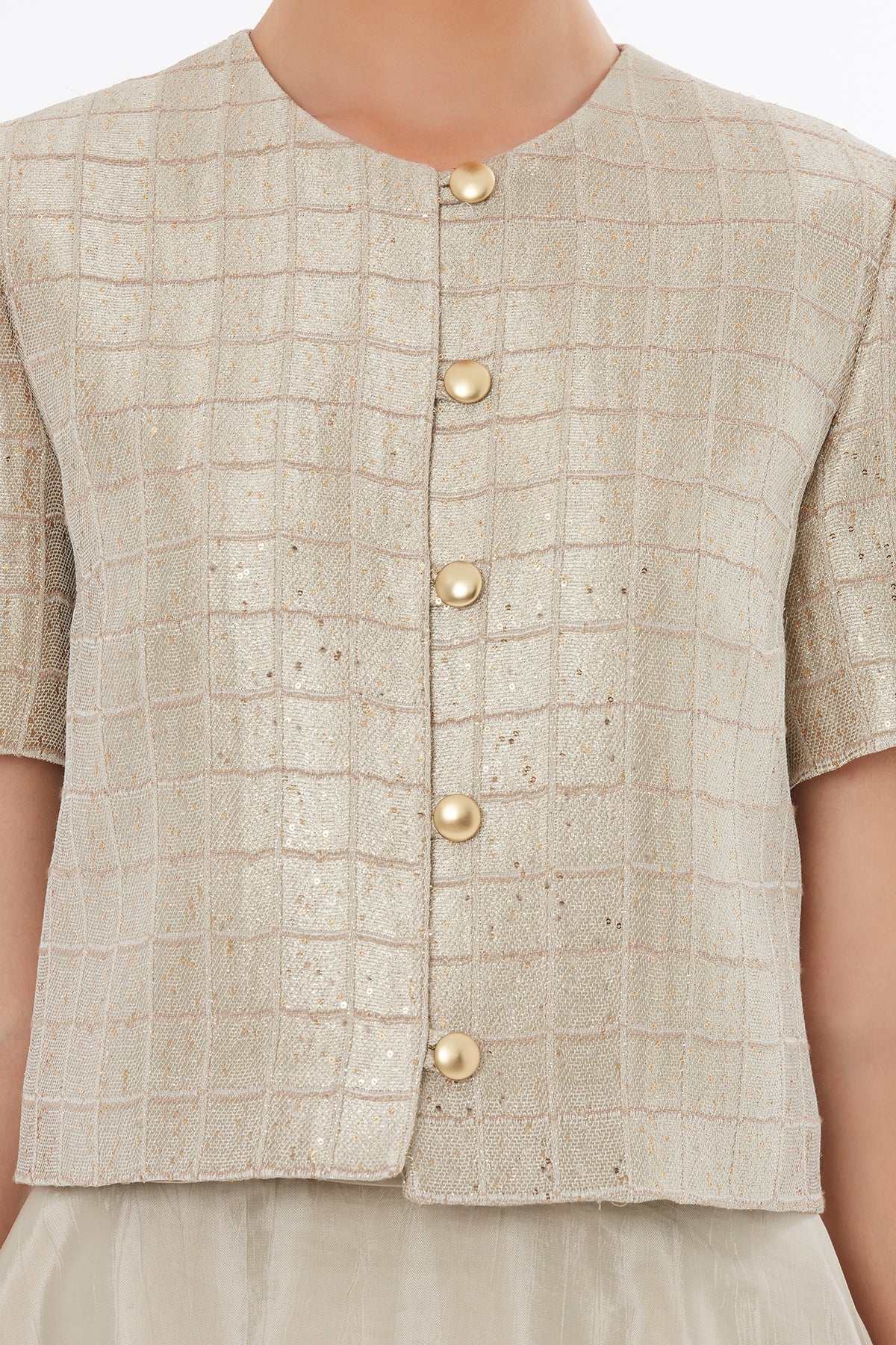 Beige Button-Closure Printed Jacket