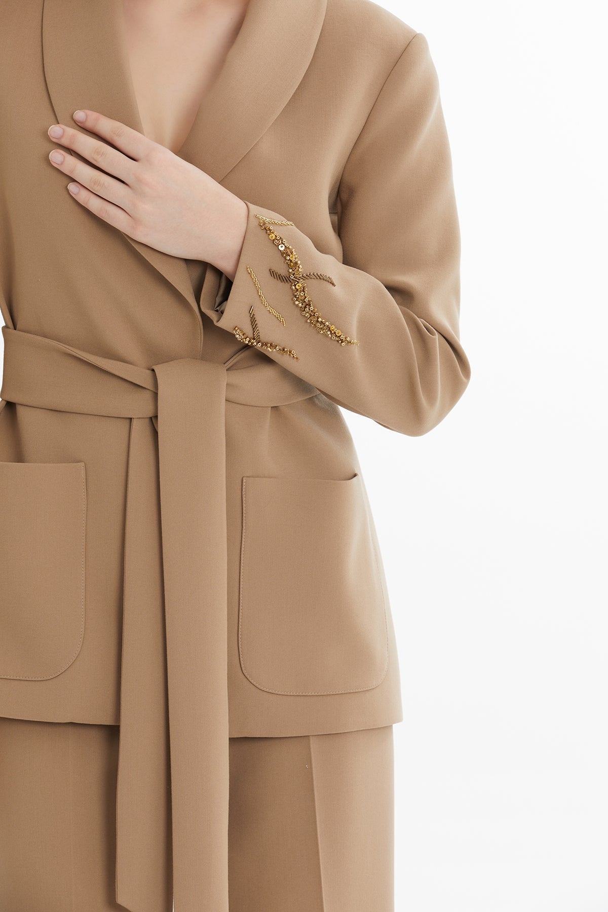 Brown Beaded Embroidered Jacket