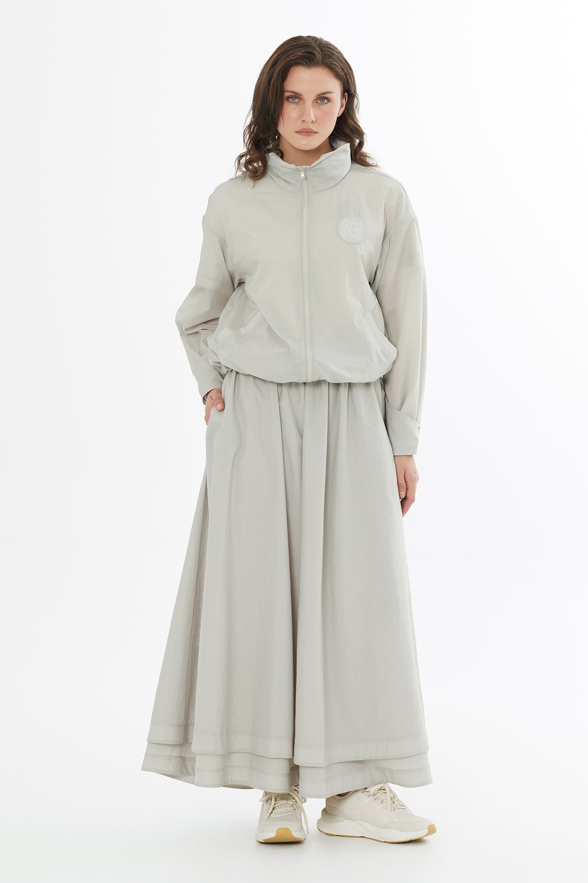 Beige Technical Fabric Rain Jacket