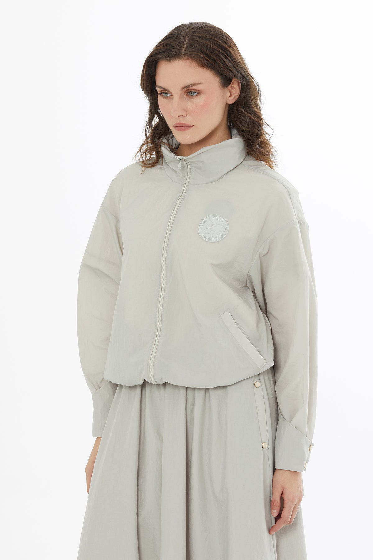 Beige Technical Fabric Rain Jacket