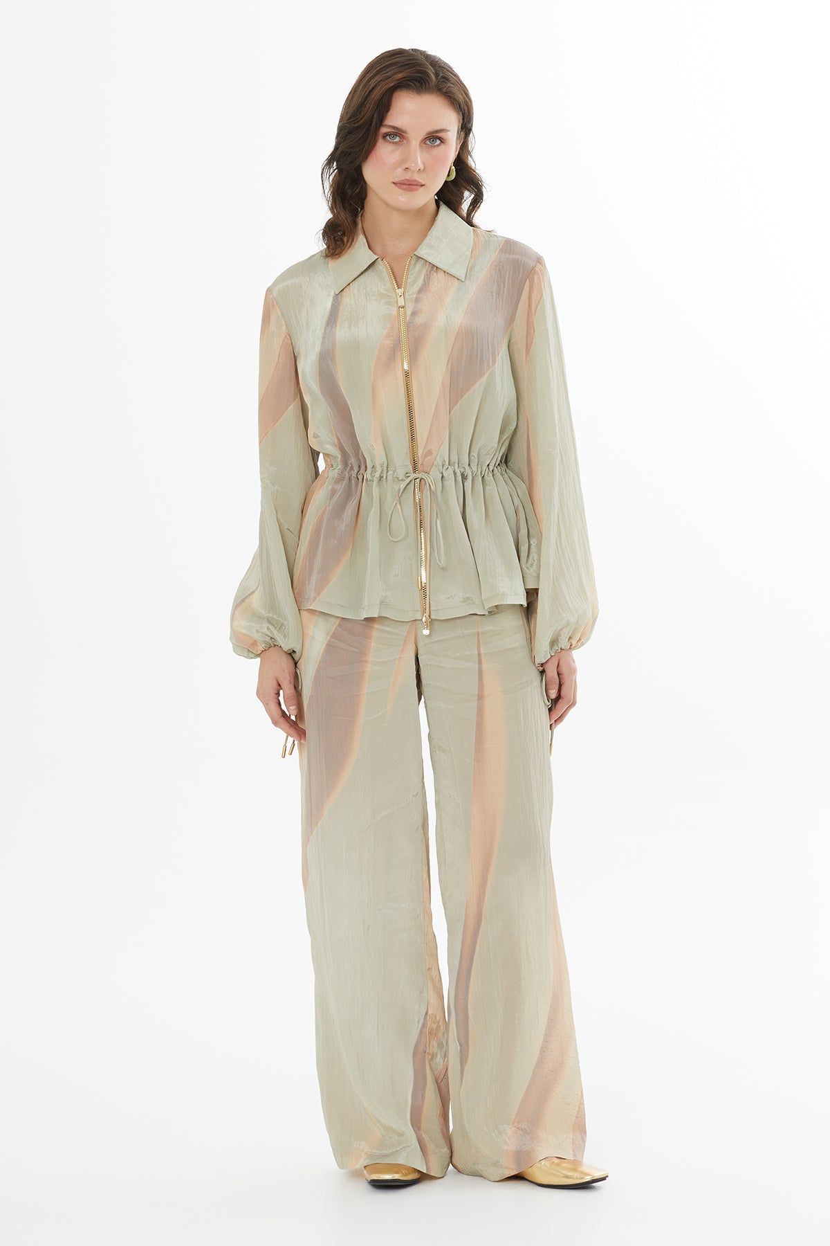 Zip Detail Tie Jacket