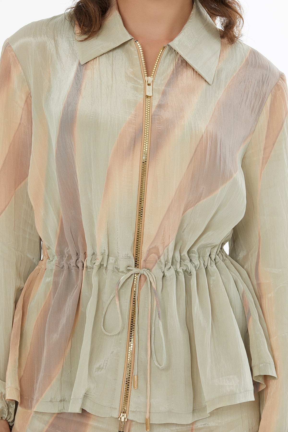 Zip Detail Tie Jacket