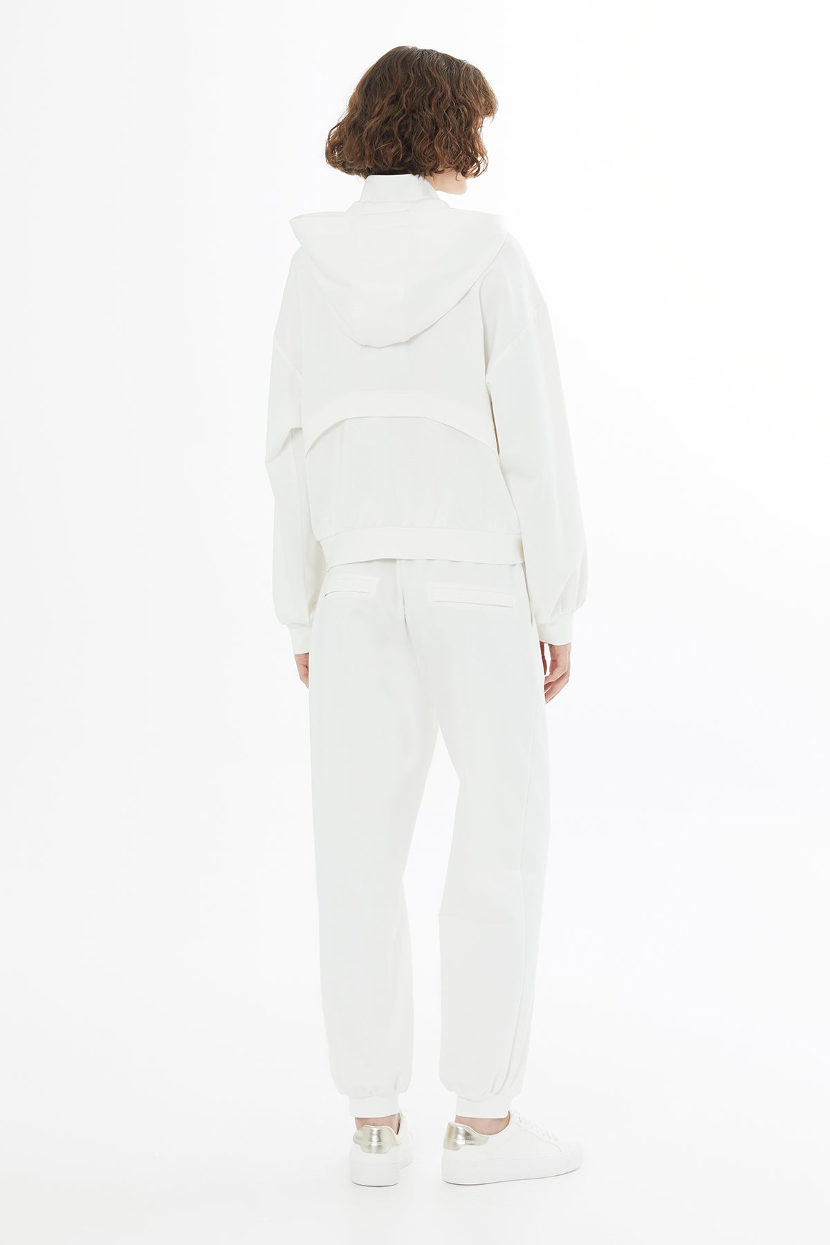 Ecru Embroidered Hooded Sweatshirt