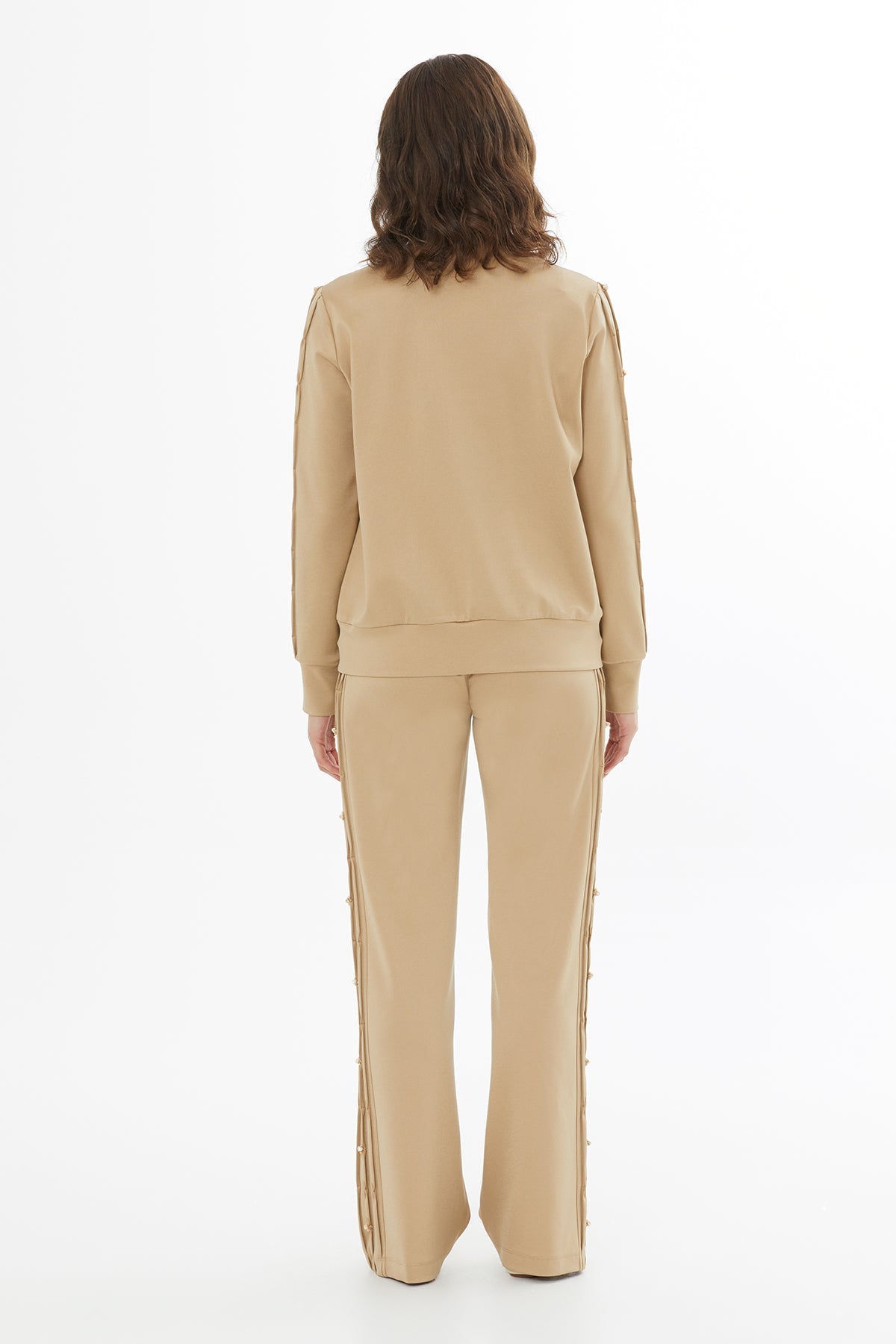 Beige Embroidered Detail Sweatshirt