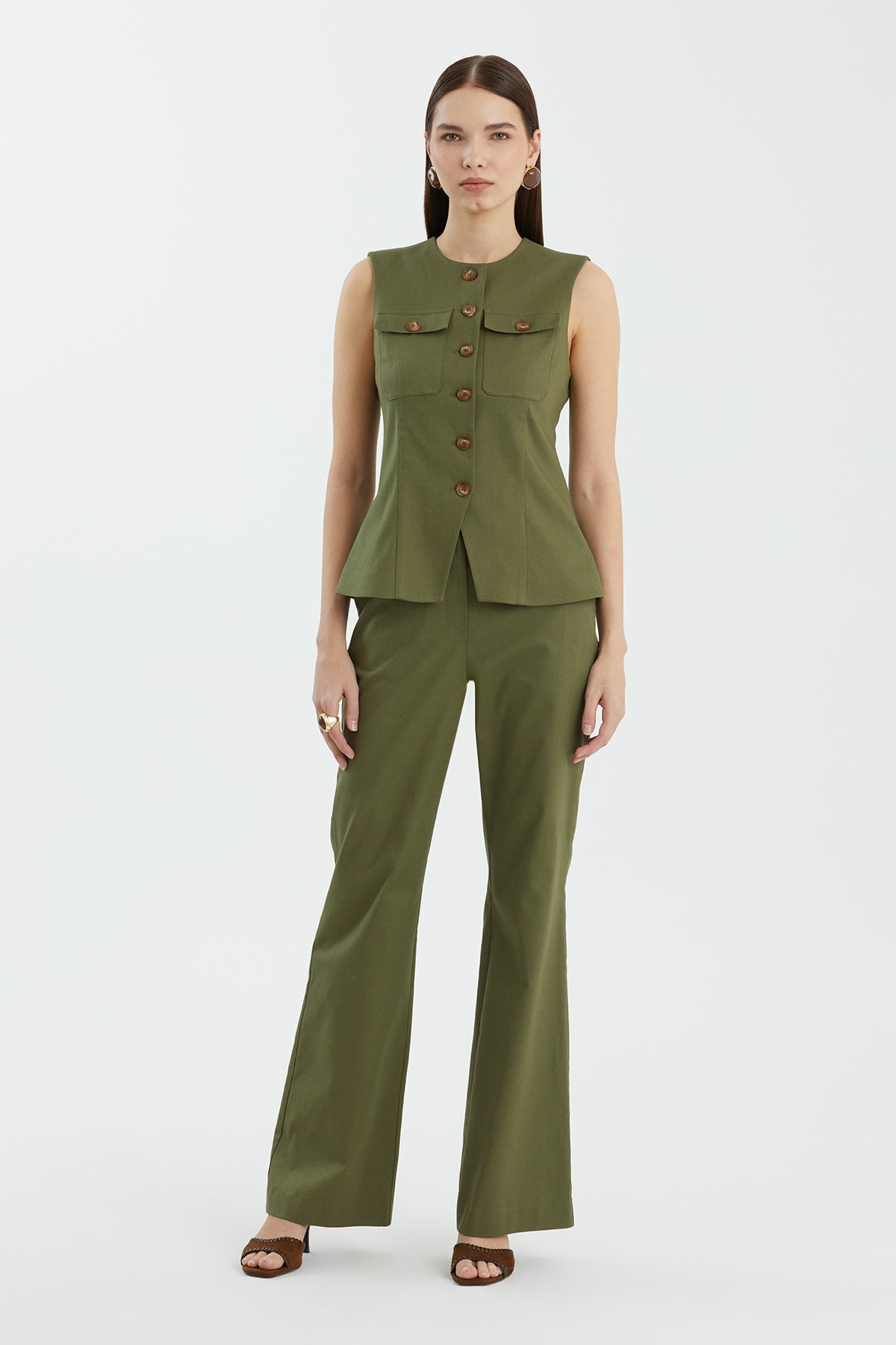 Green Pocket Detail Vest