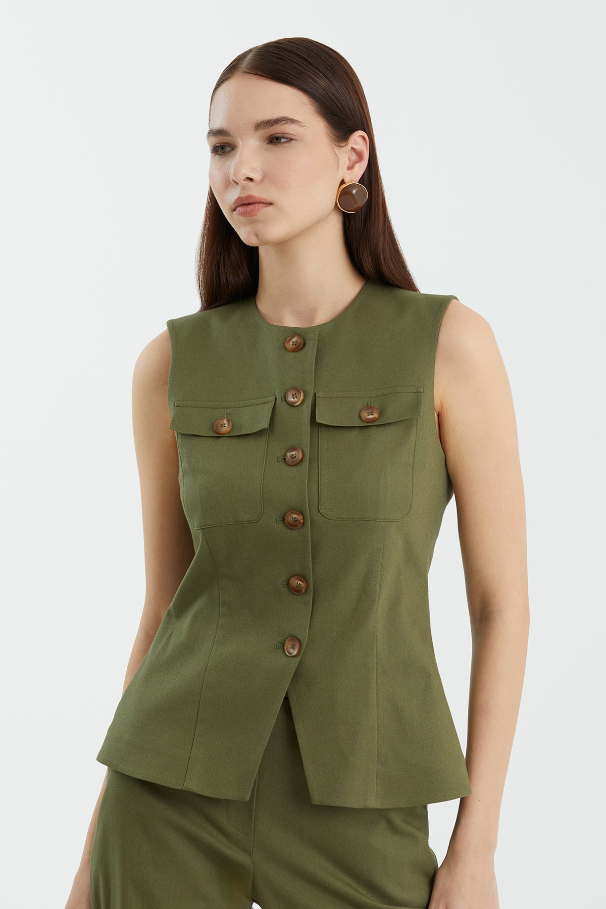 Green Pocket Detail Vest