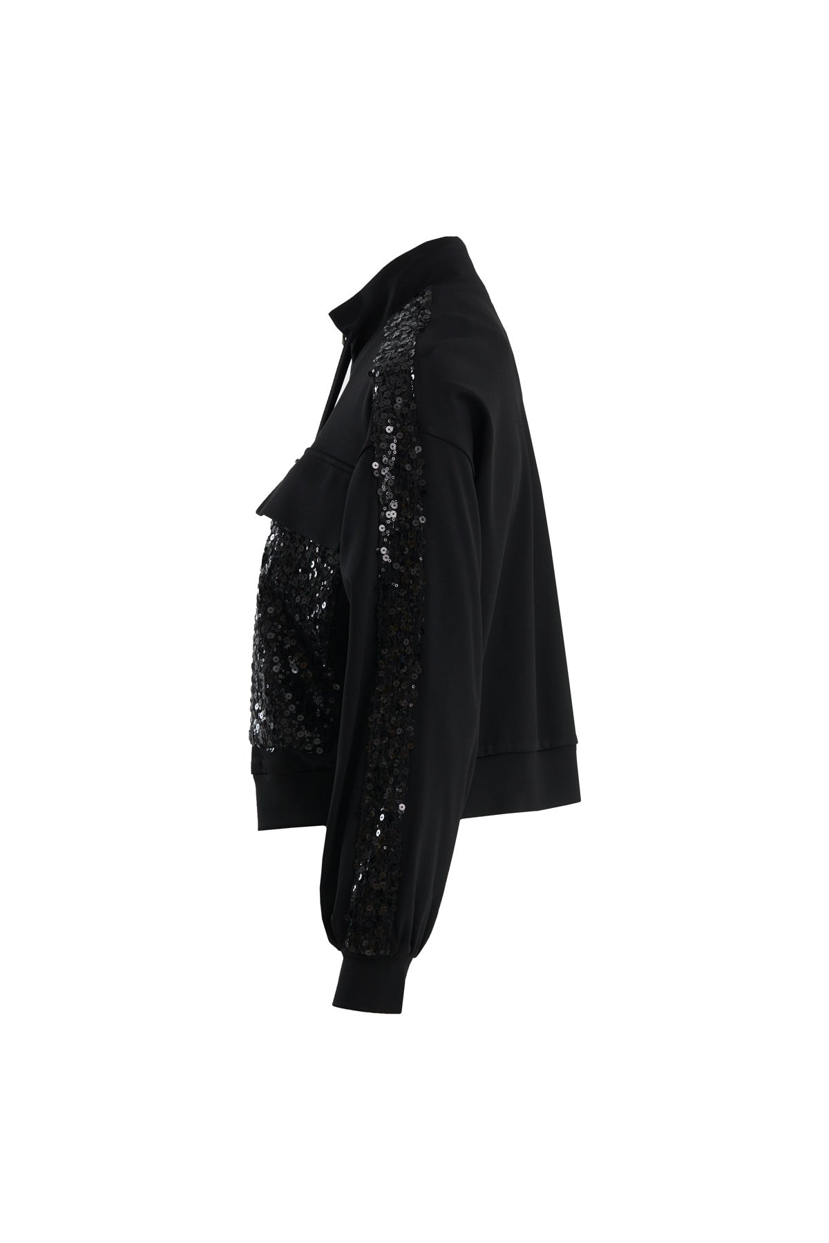 Black Sequin Embroidered Sweatshirt