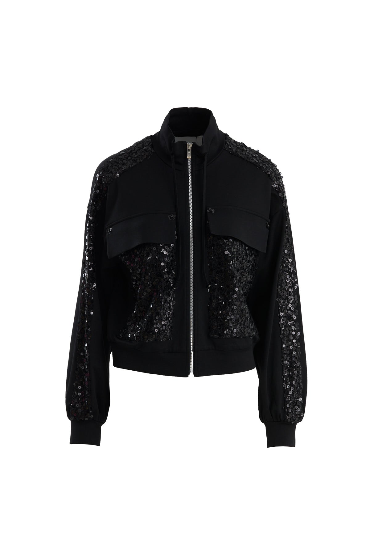 Black Sequin Embroidered Sweatshirt