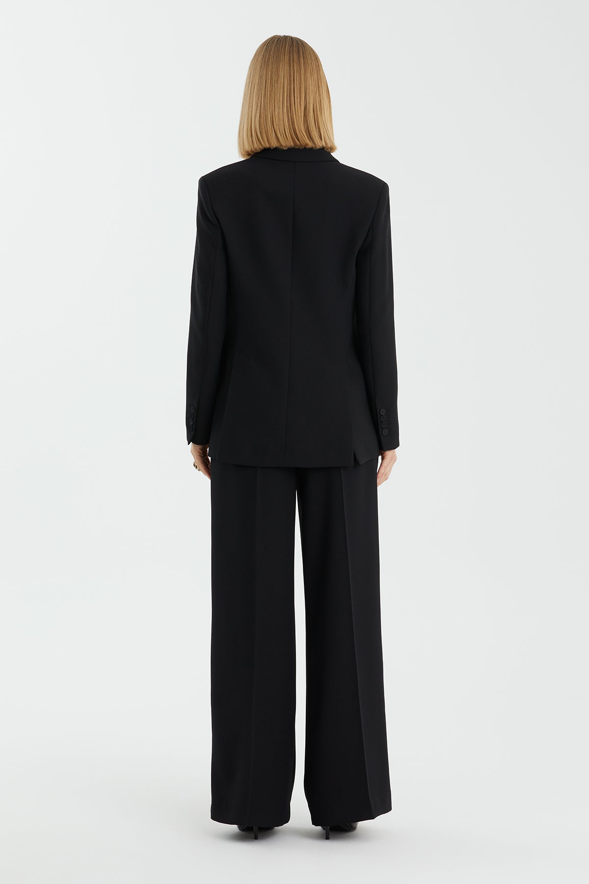 Black Wrap-Closure Long-Sleeve Jacket