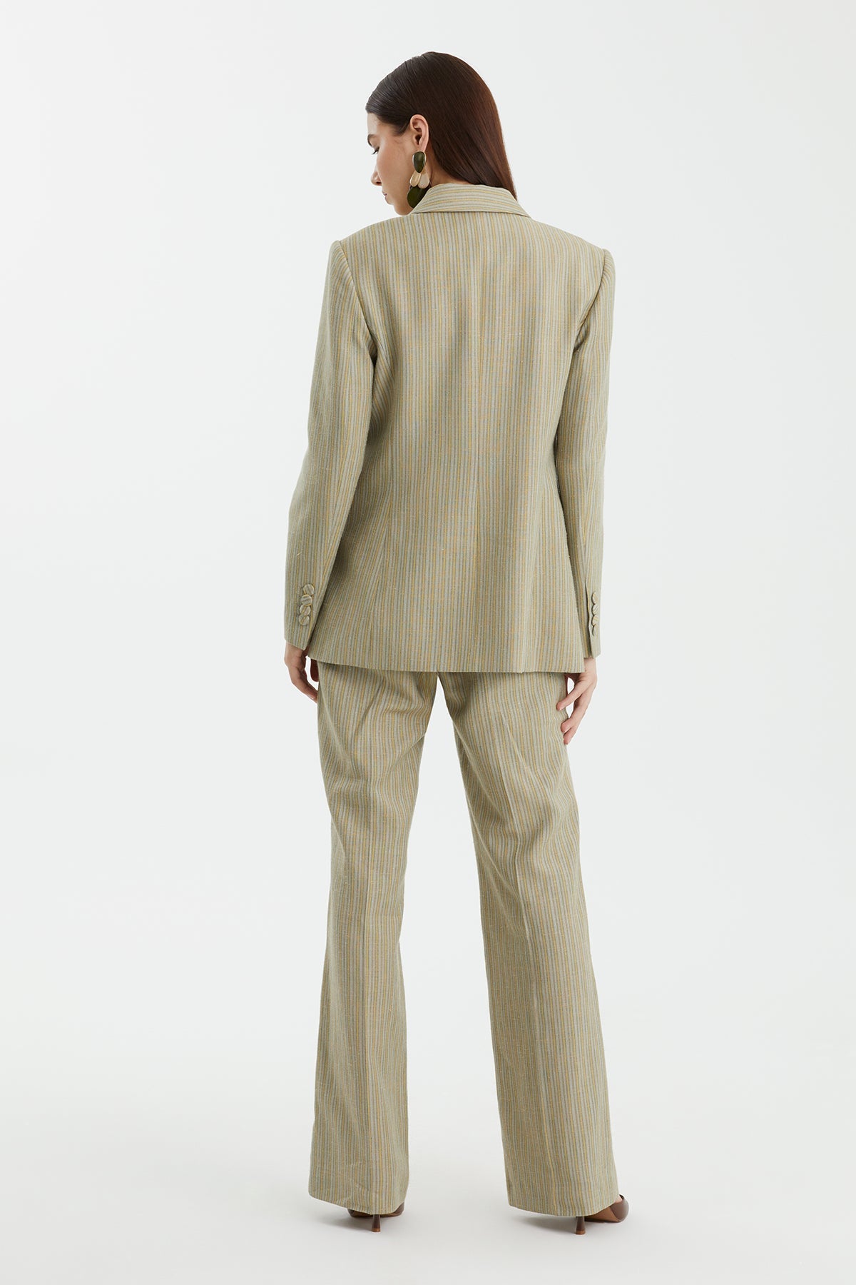 Yellow Shoulder-Pad Long-Sleeve Jacket