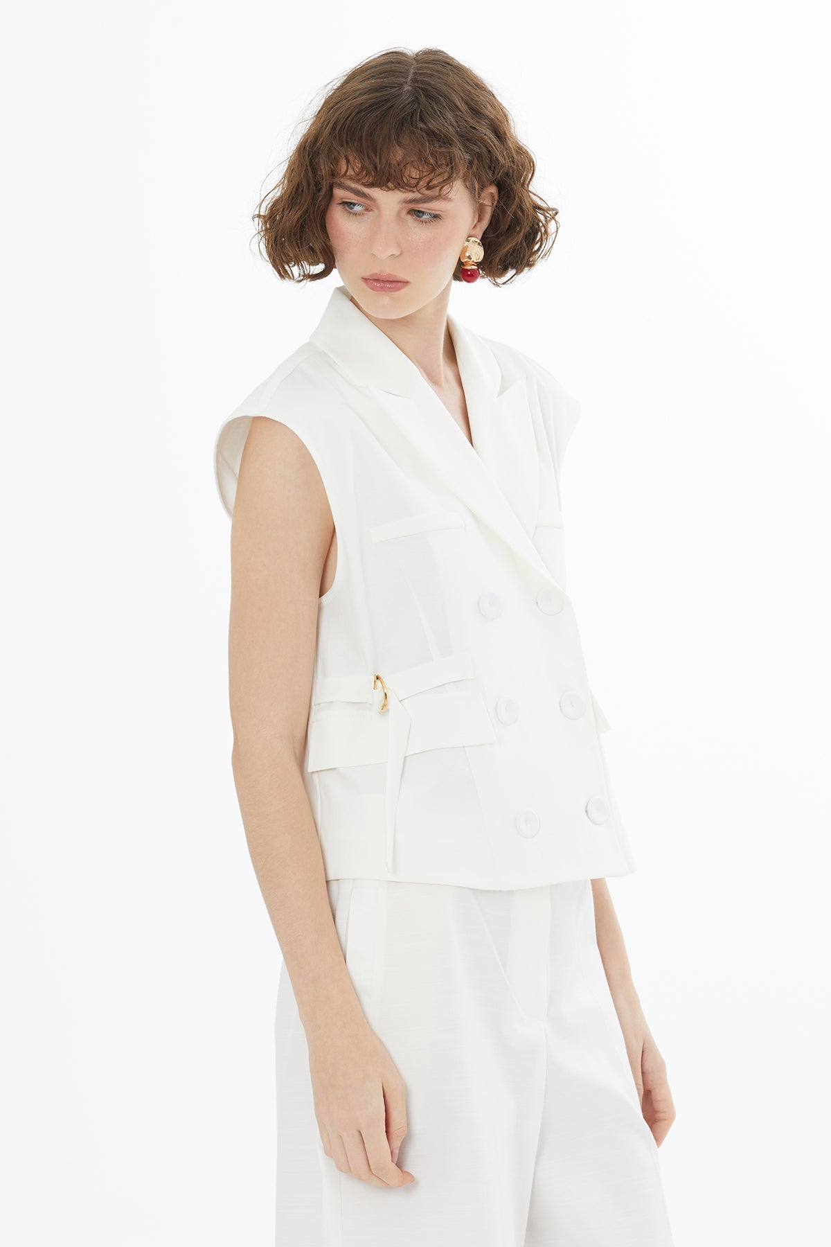 Ecru Buckle Detail Jacket