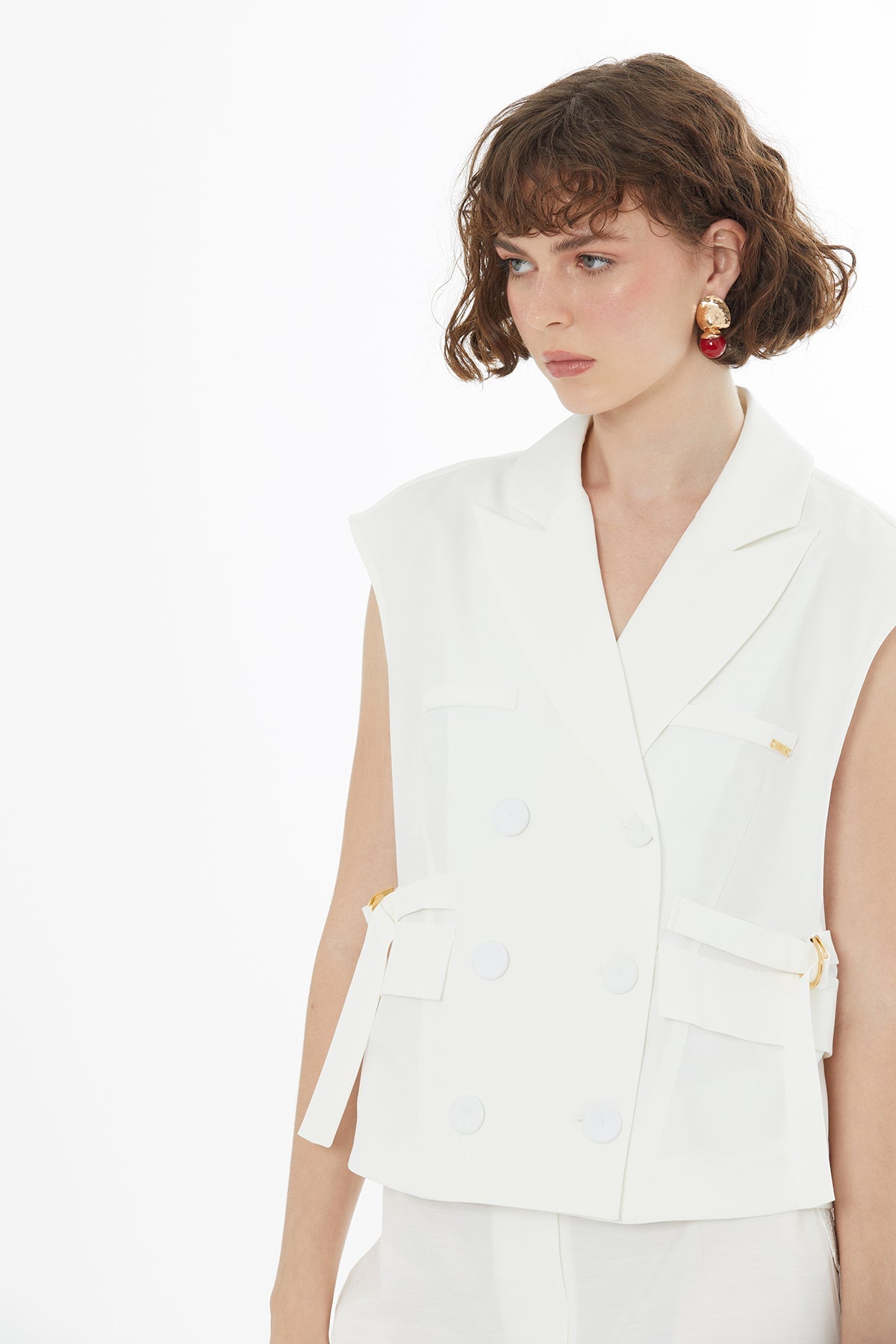 Ecru Buckle Detail Jacket