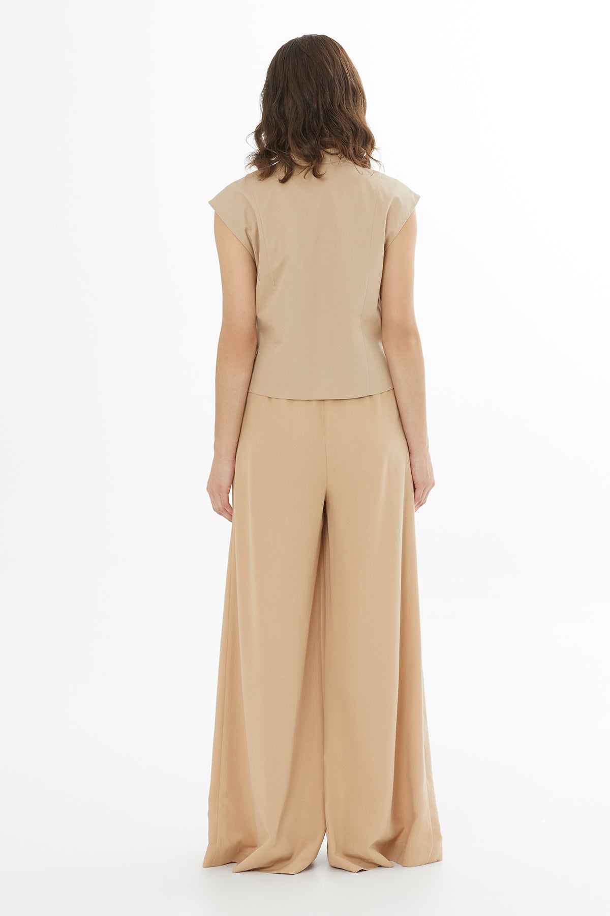 Beige Buckle Detail Vest