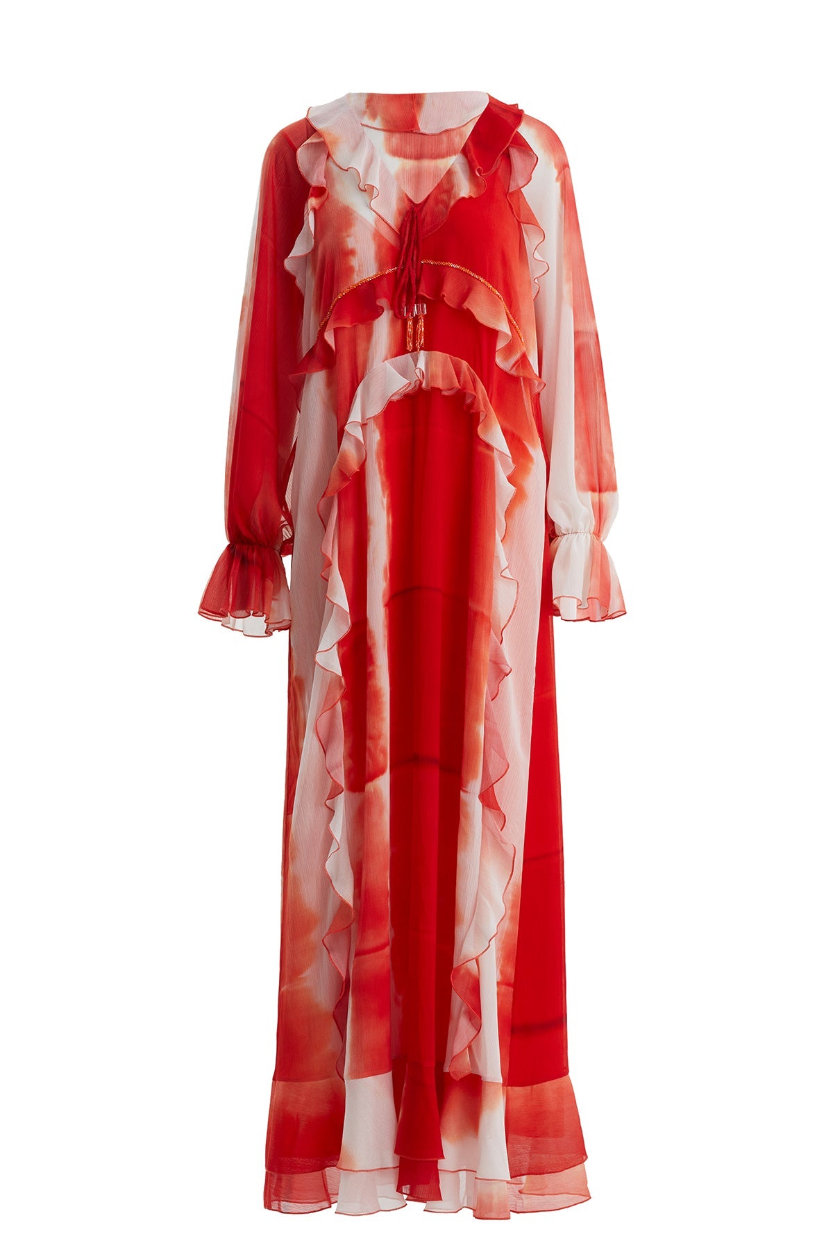 Ruffle Detail Printed Maxi Dress